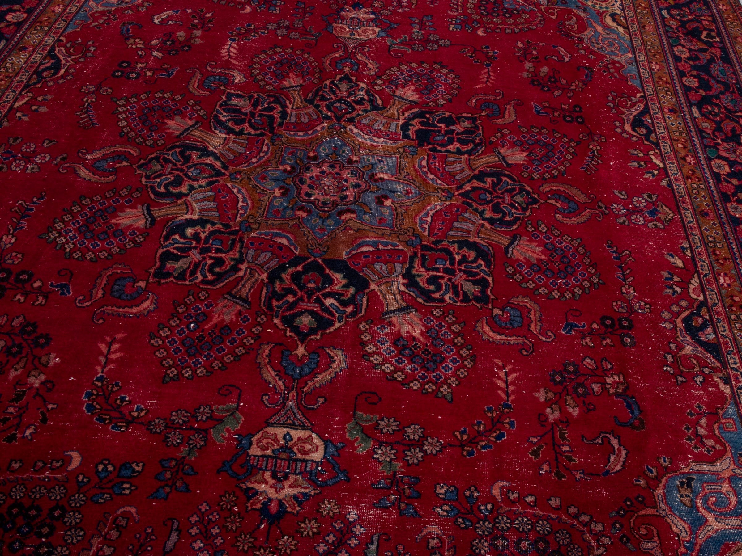 Persian Sabzevar oversized rug in deep red and burgundy, view 7 of 19