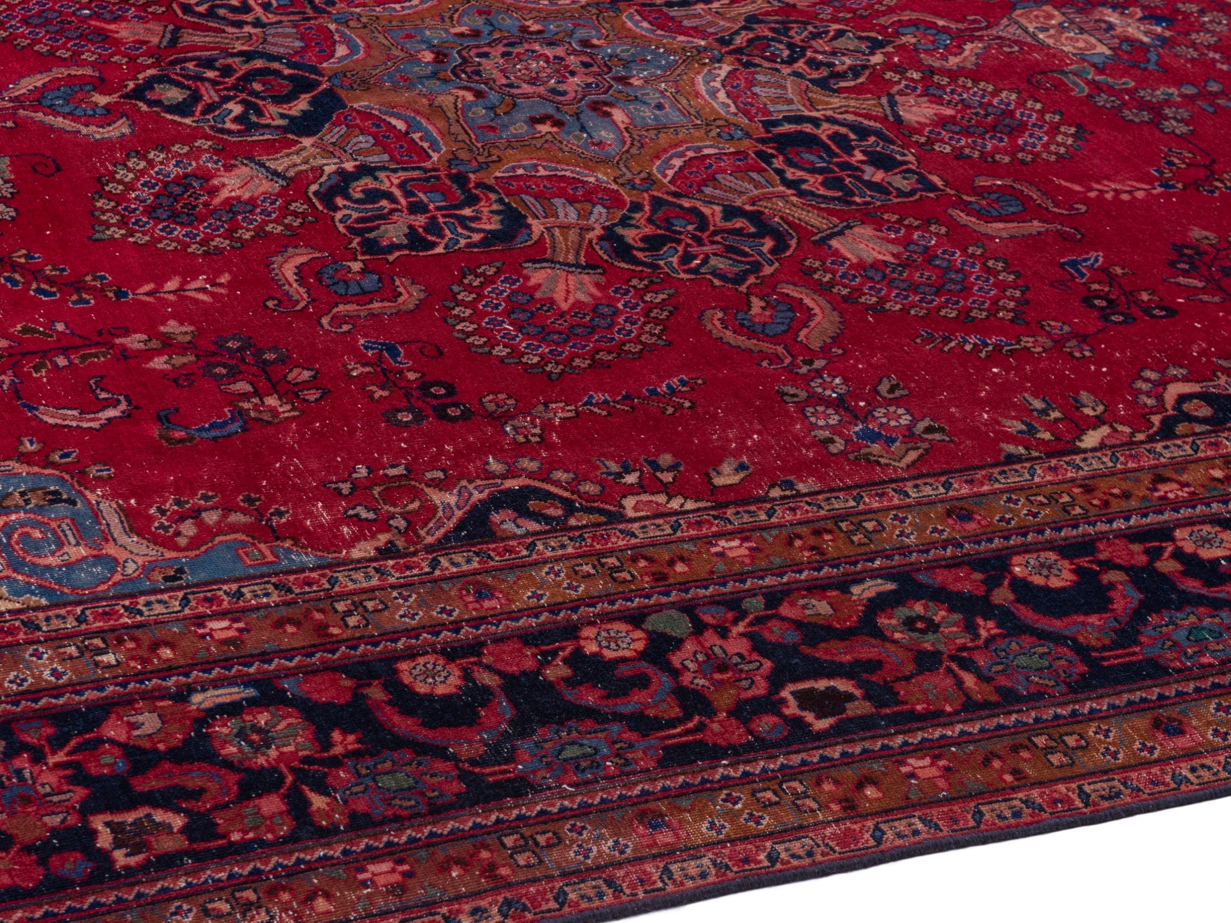 Persian Sabzevar oversized rug in deep red and burgundy, view 8 of 19