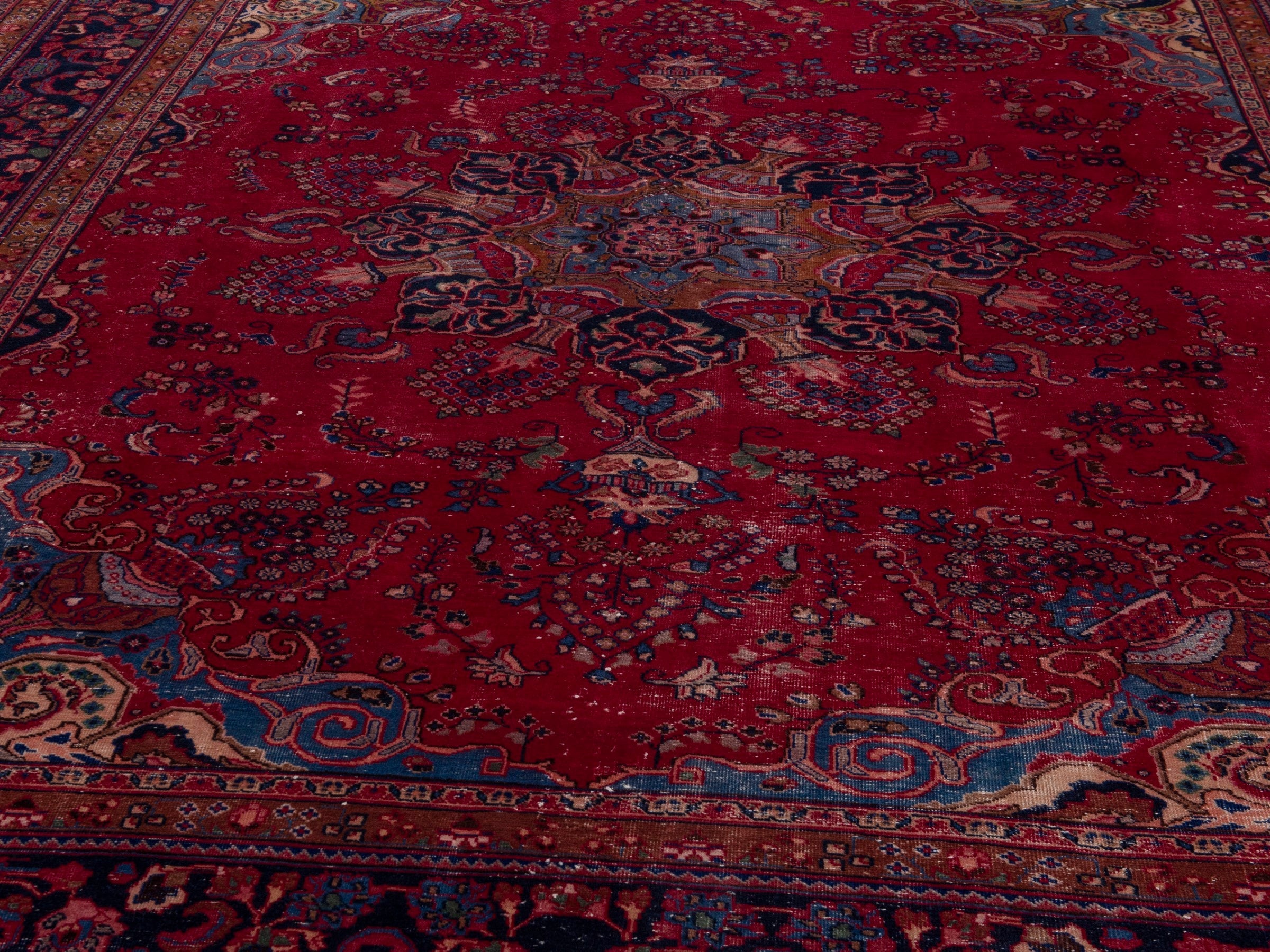 Persian Sabzevar oversized rug in deep red and burgundy, view 9 of 19