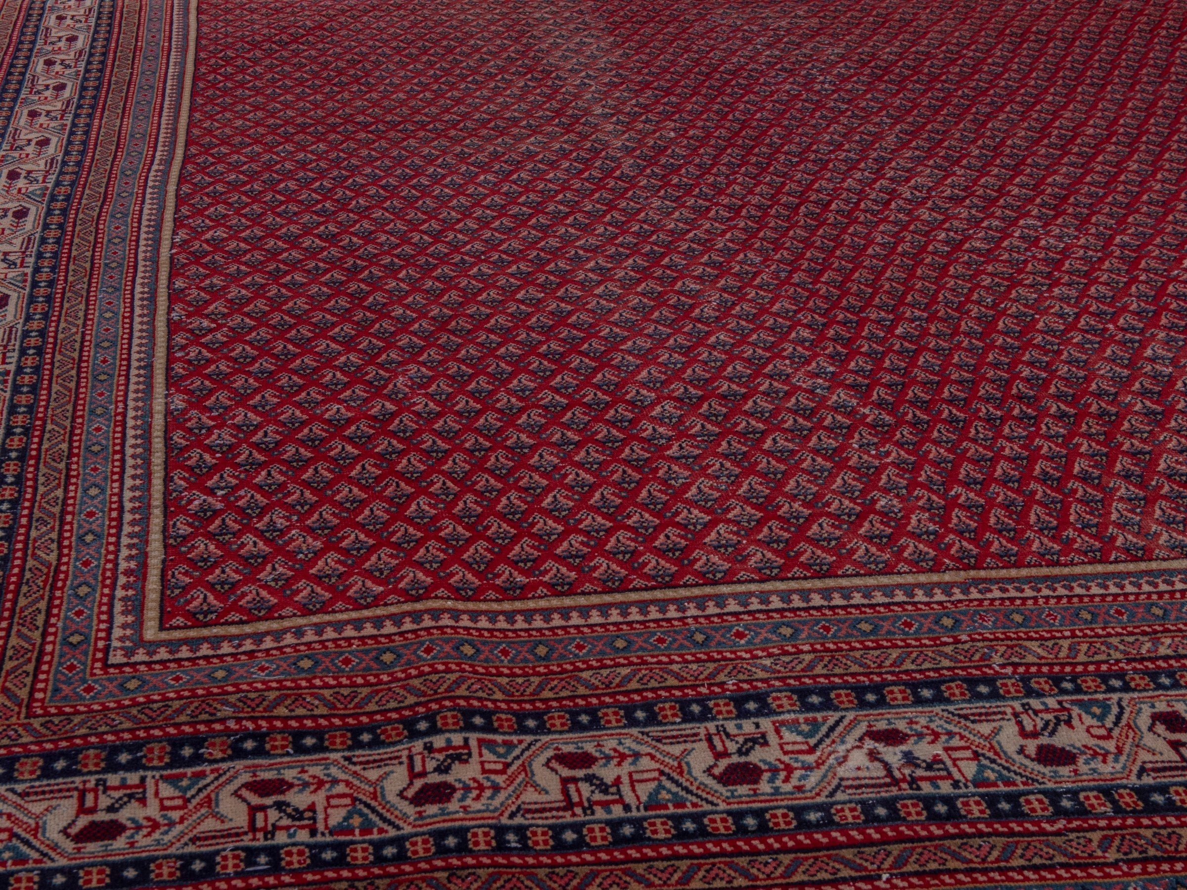Persian Arak oversized rug in burgundy and dusty blue, view 10 of 18