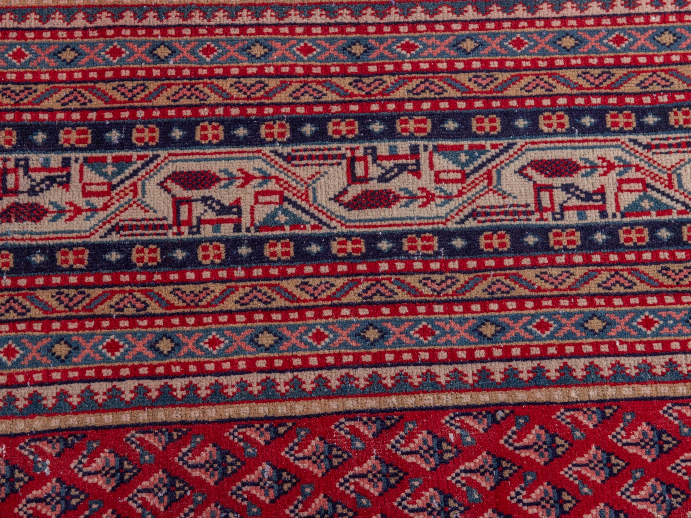 Persian Arak oversized rug in burgundy and dusty blue, view 13 of 18