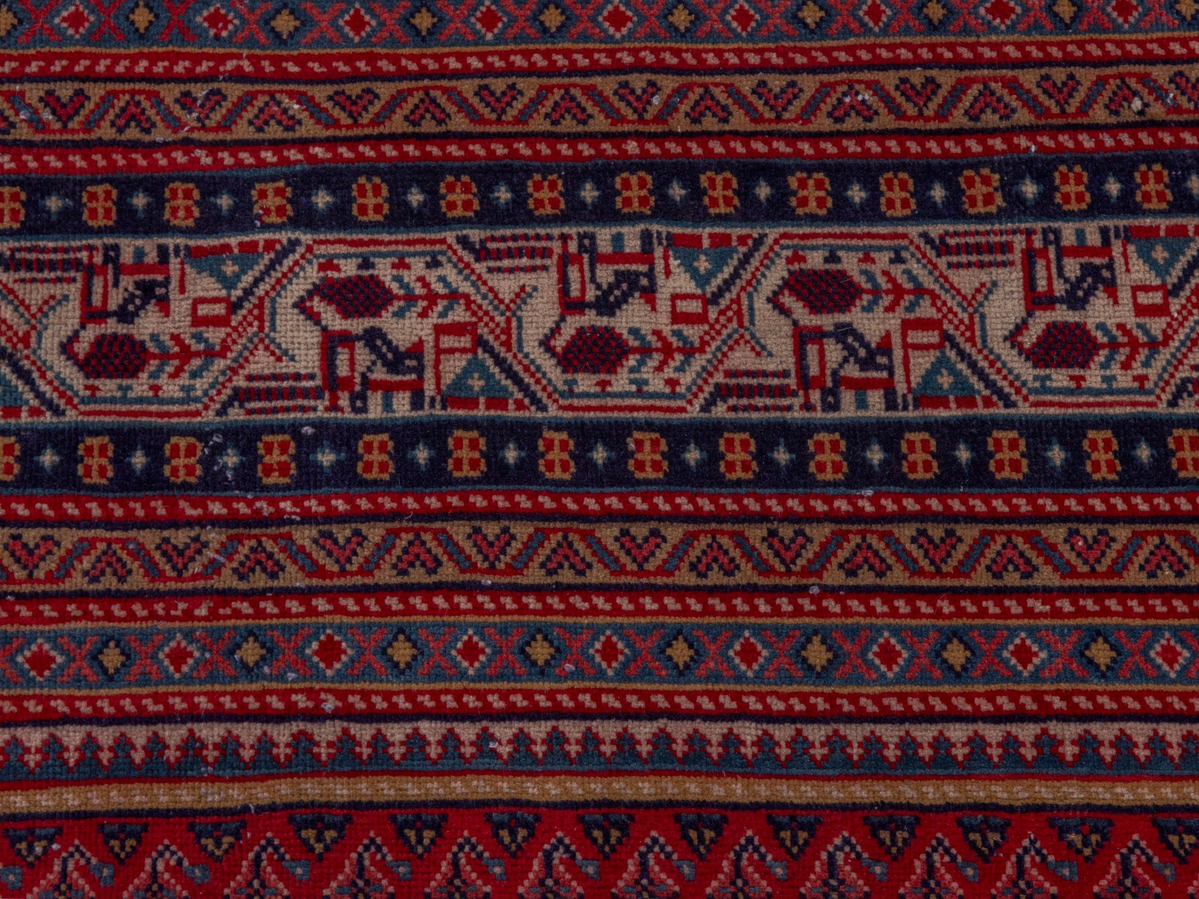 Persian Arak oversized rug in burgundy and dusty blue, view 14 of 18