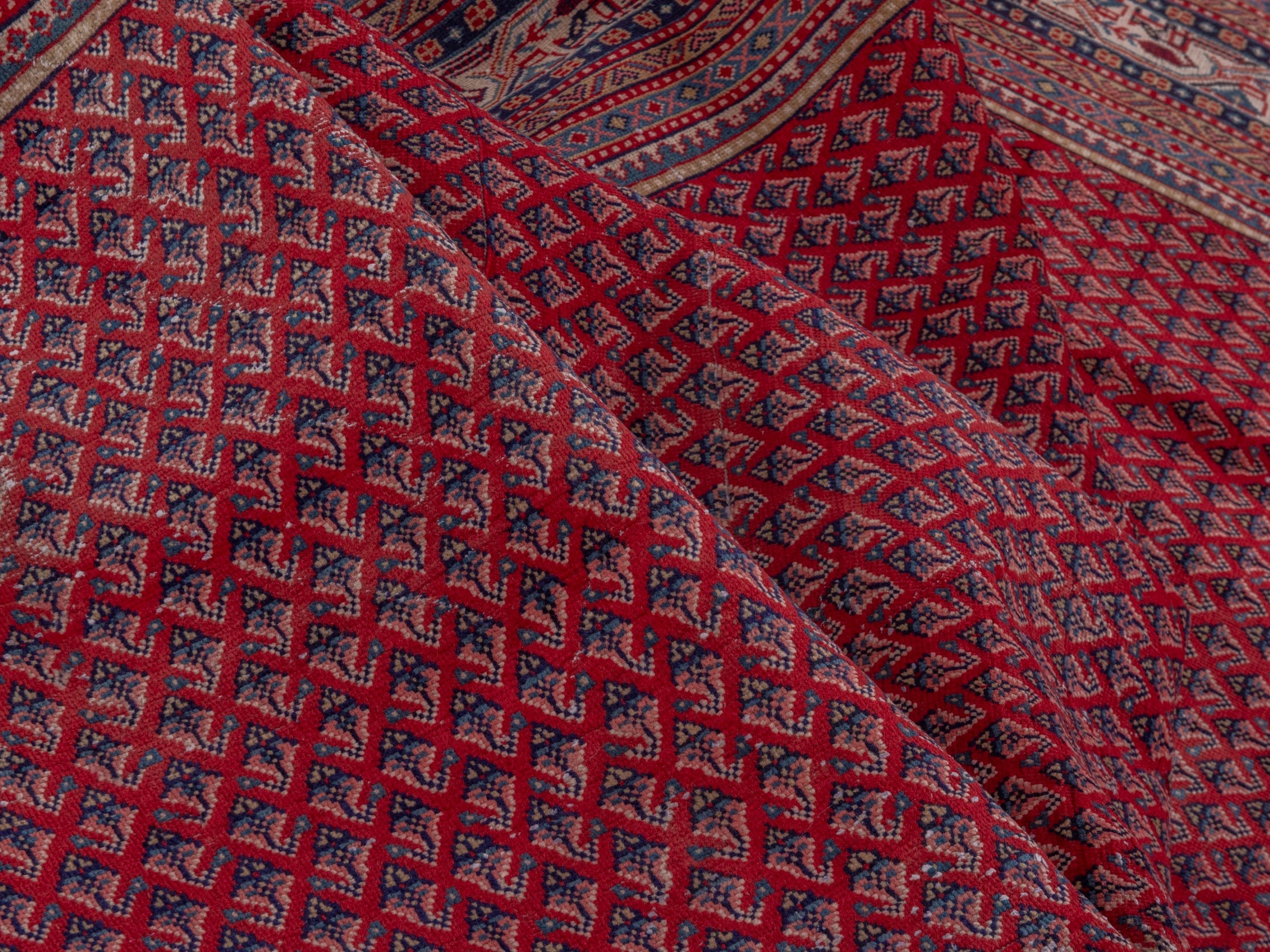 Persian Arak oversized rug in burgundy and dusty blue, view 15 of 18