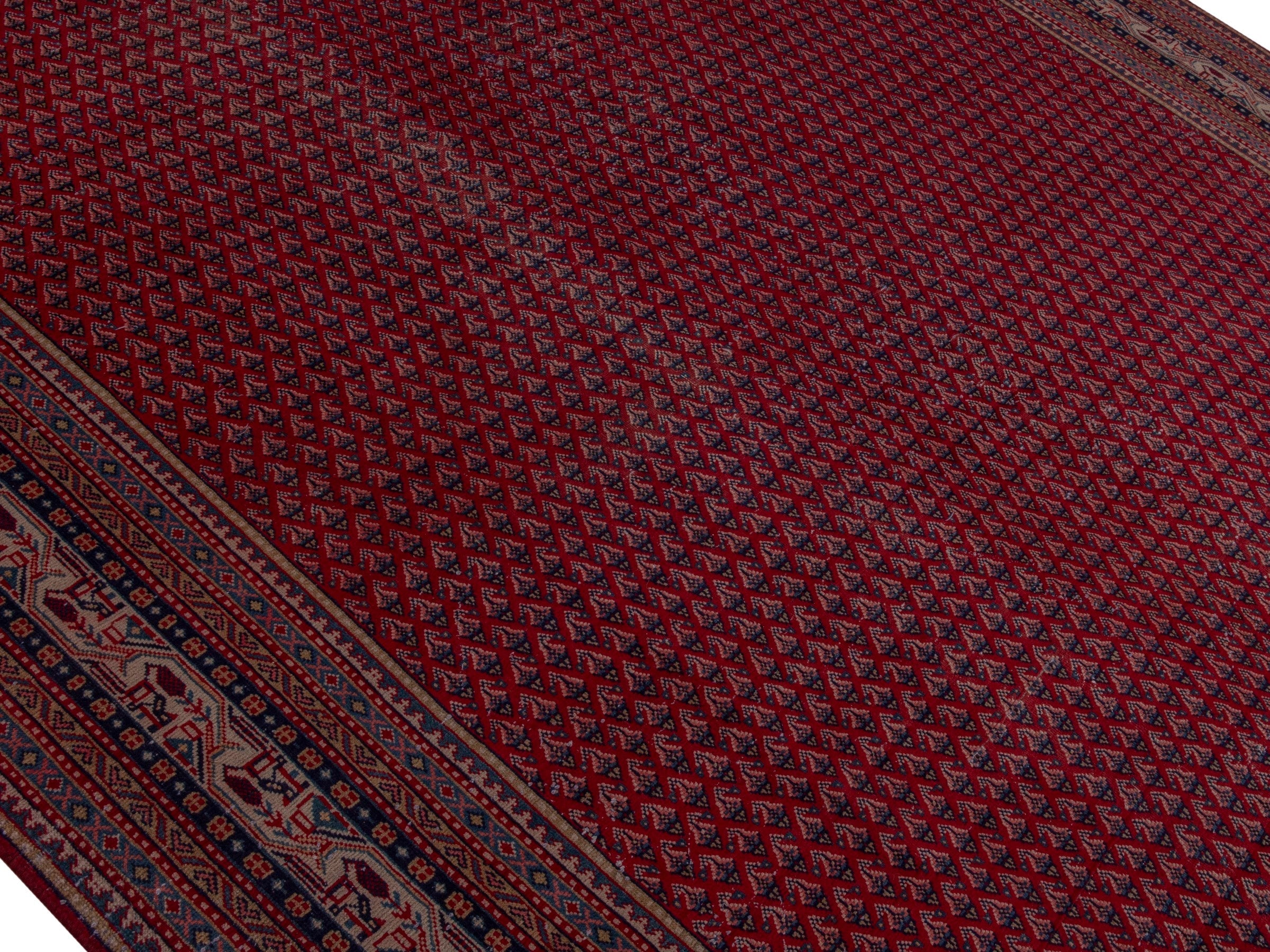 Persian Arak oversized rug in burgundy and dusty blue, view 4 of 18