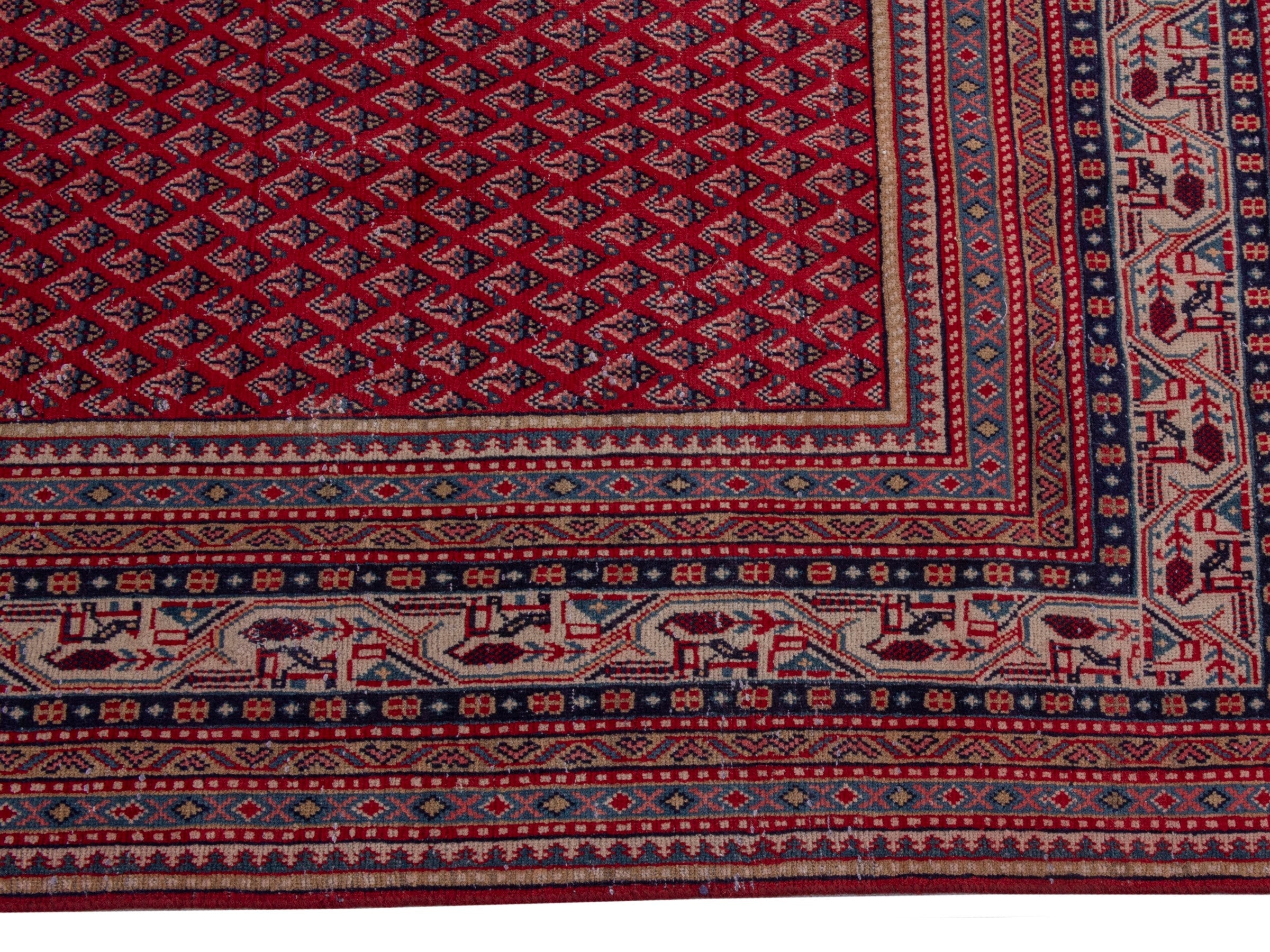 Persian Arak oversized rug in burgundy and dusty blue, view 5 of 18