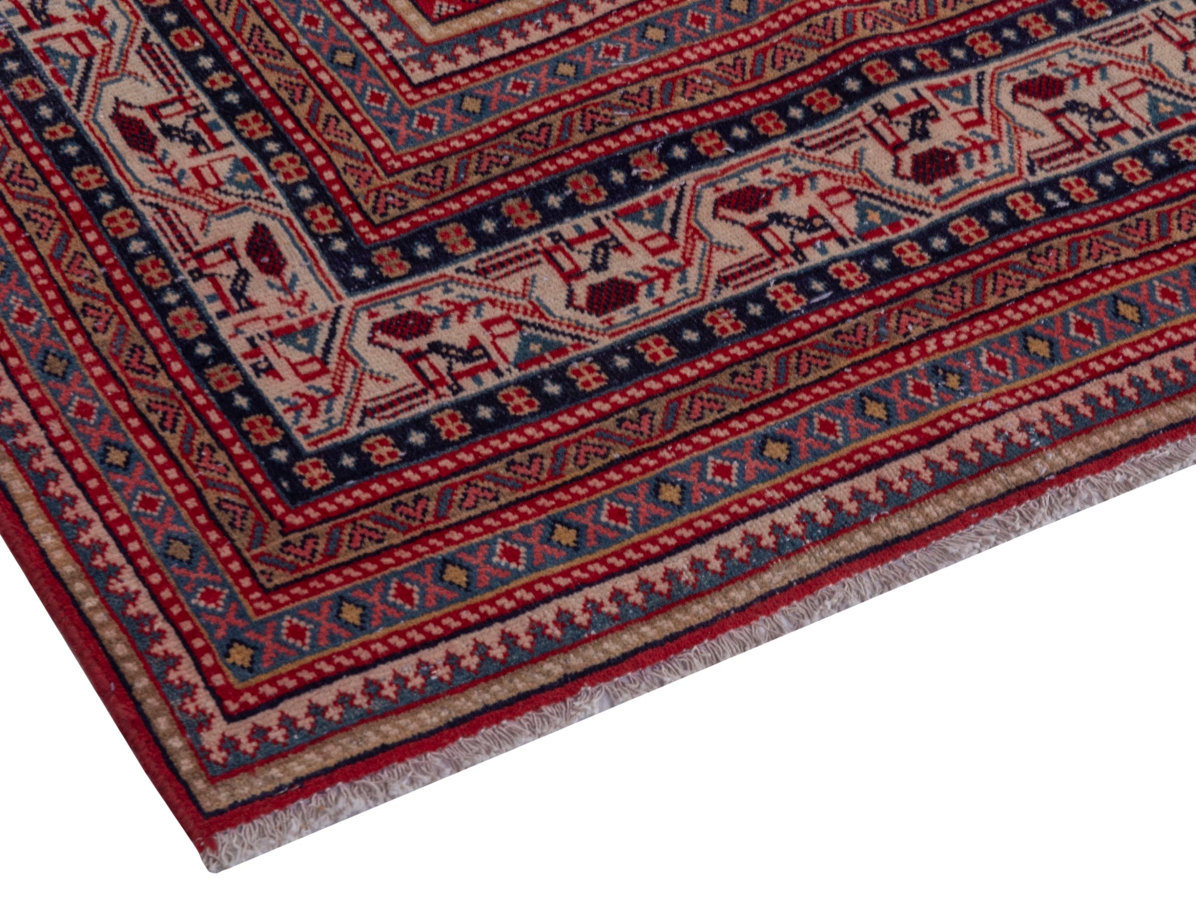 Persian Arak oversized rug in burgundy and dusty blue, view 6 of 18