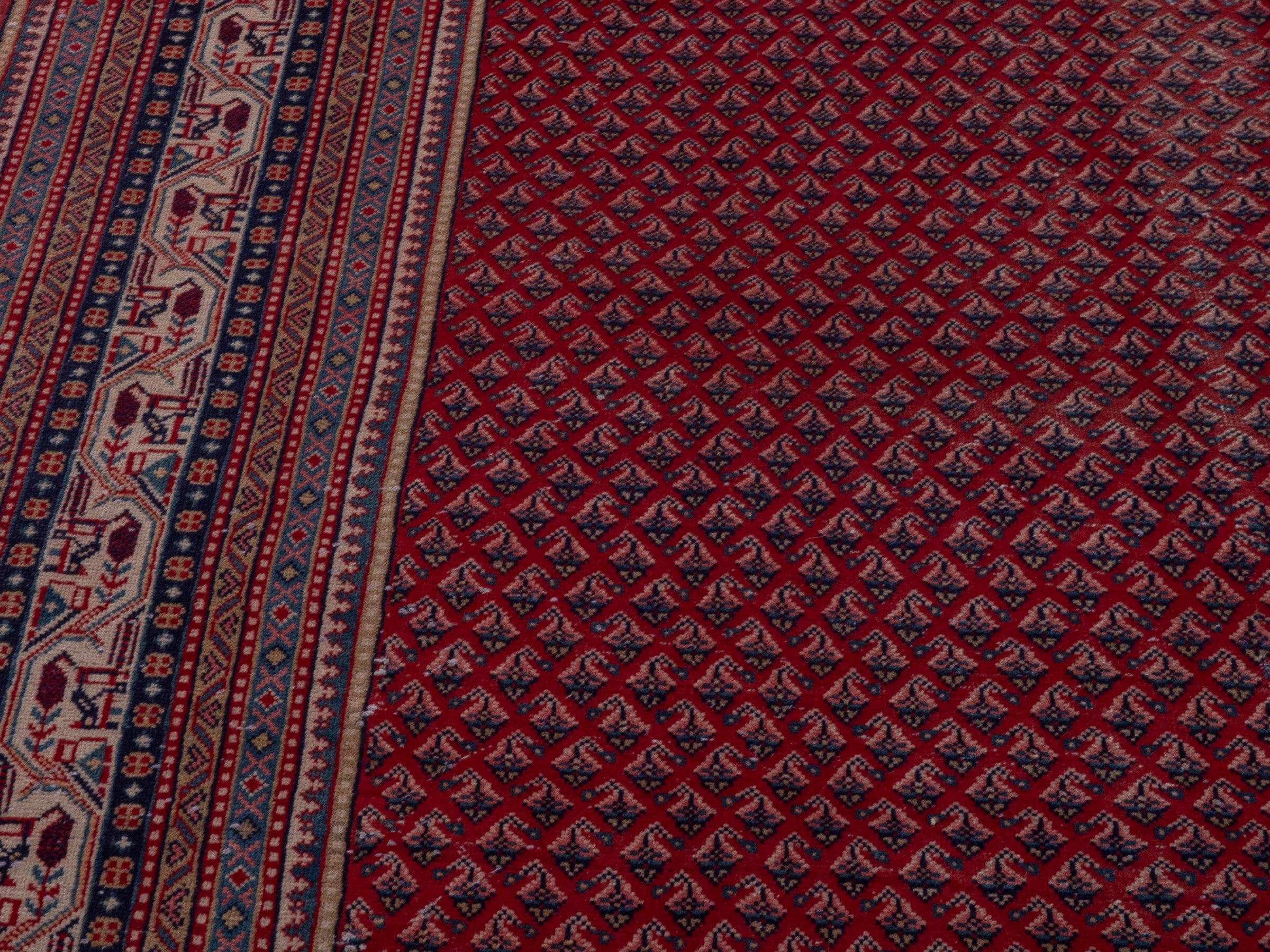 Persian Arak oversized rug in burgundy and dusty blue, view 7 of 18