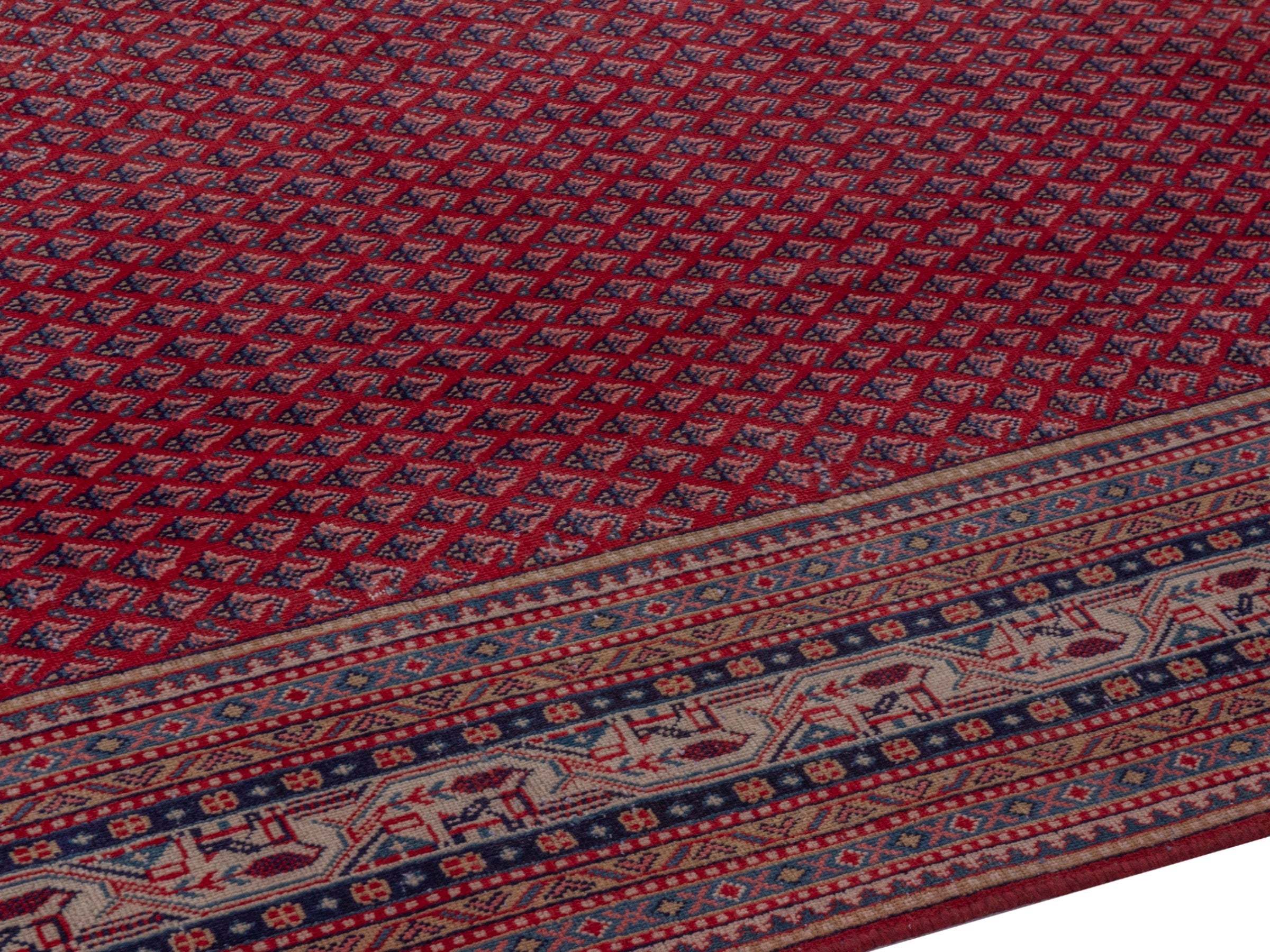 Persian Arak oversized rug in burgundy and dusty blue, view 8 of 18