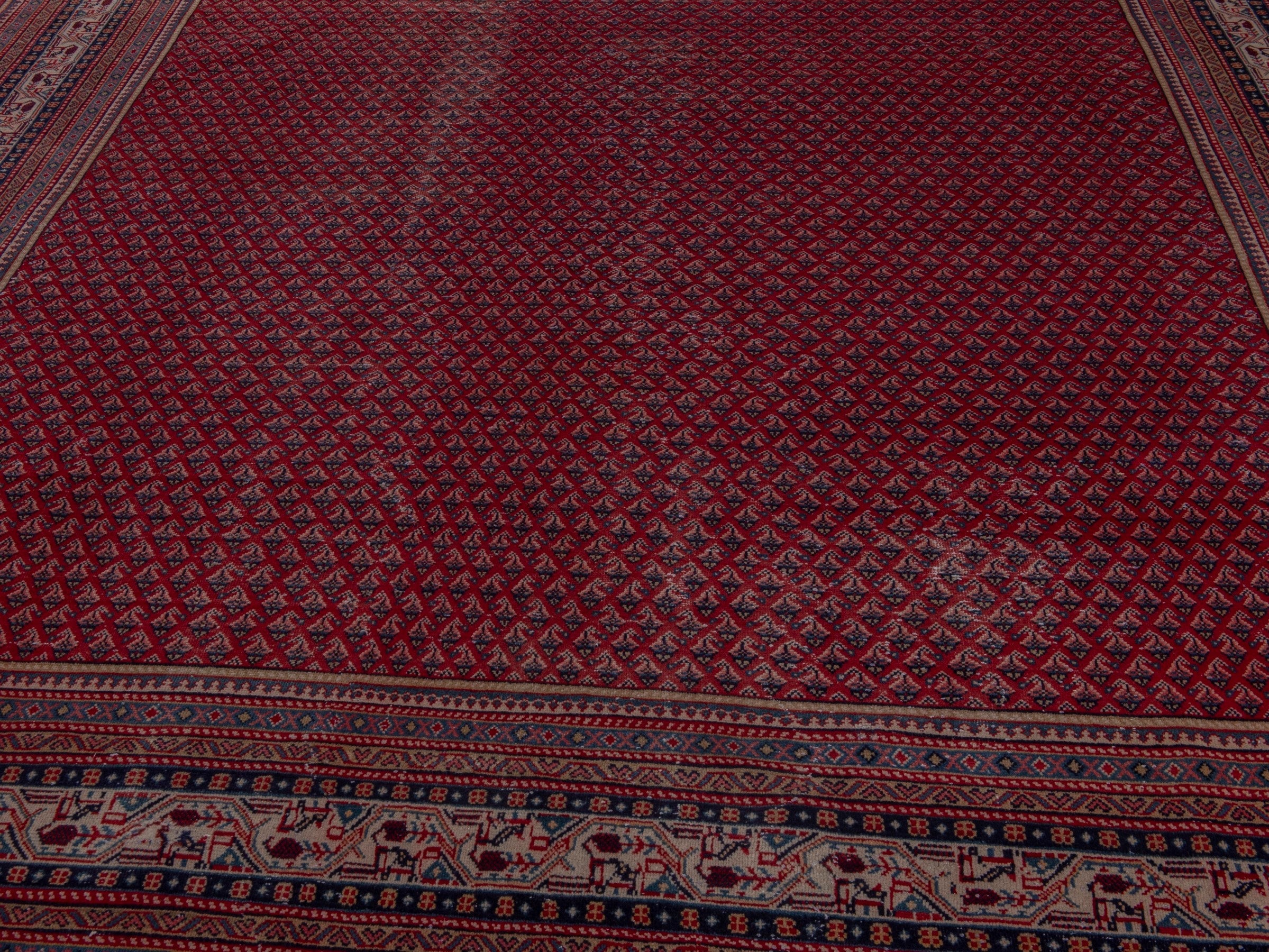 Persian Arak oversized rug in burgundy and dusty blue, view 9 of 18