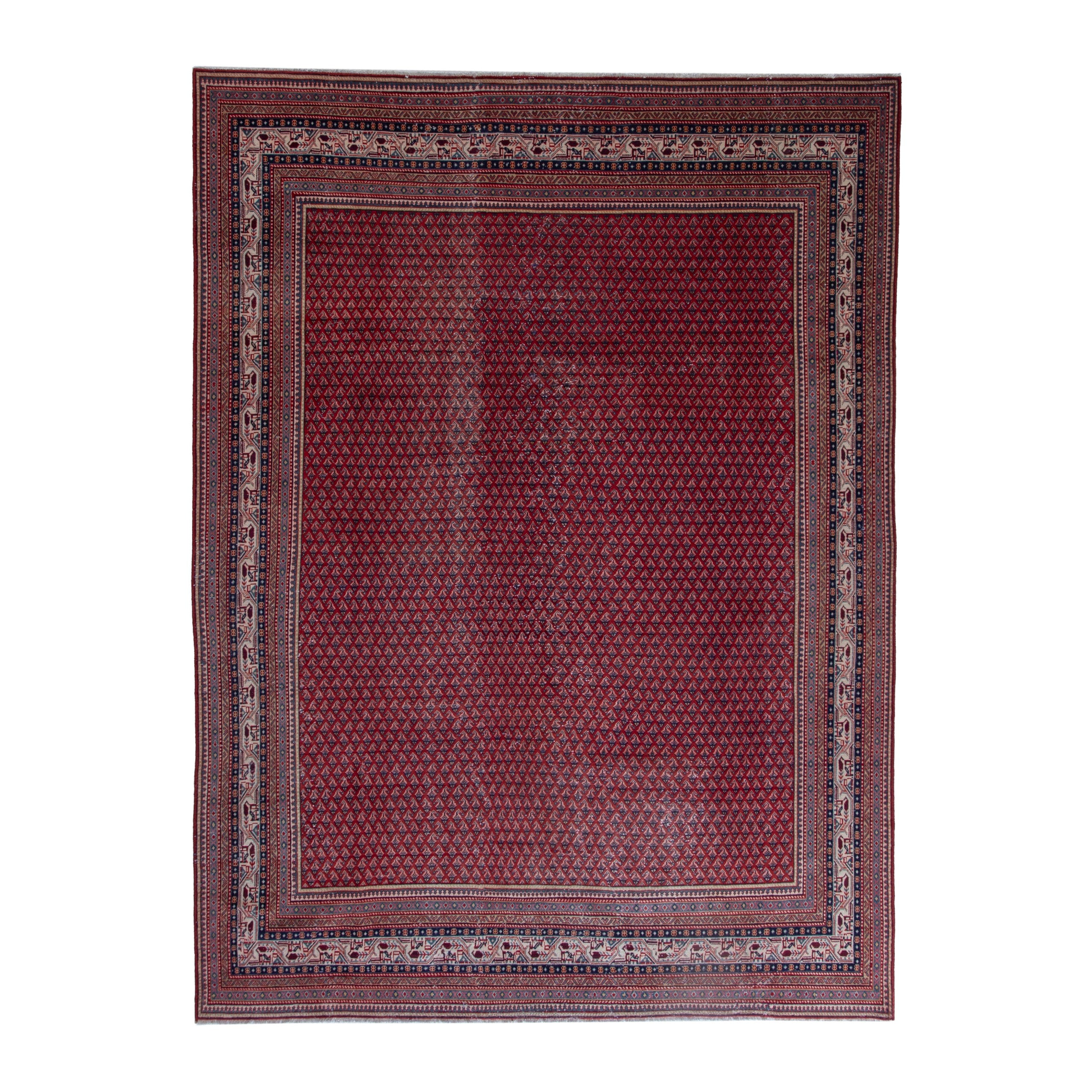 Persian Arak oversized rug in burgundy and dusty blue, 8'5" x 11'8"