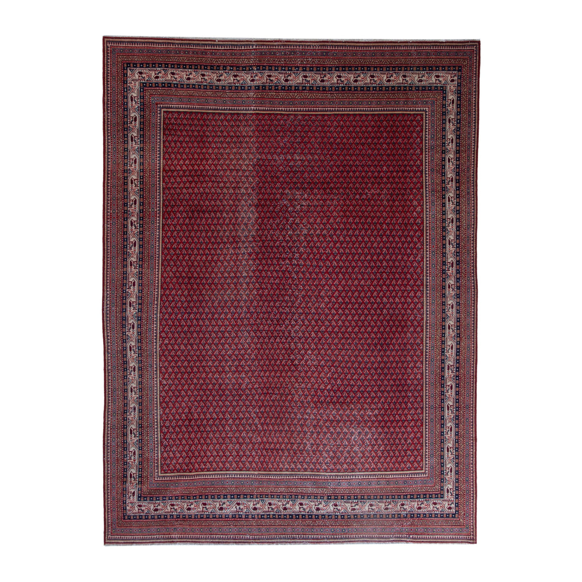 Persian Arak oversized rug in burgundy and dusty blue, 8'5" x 11'8"