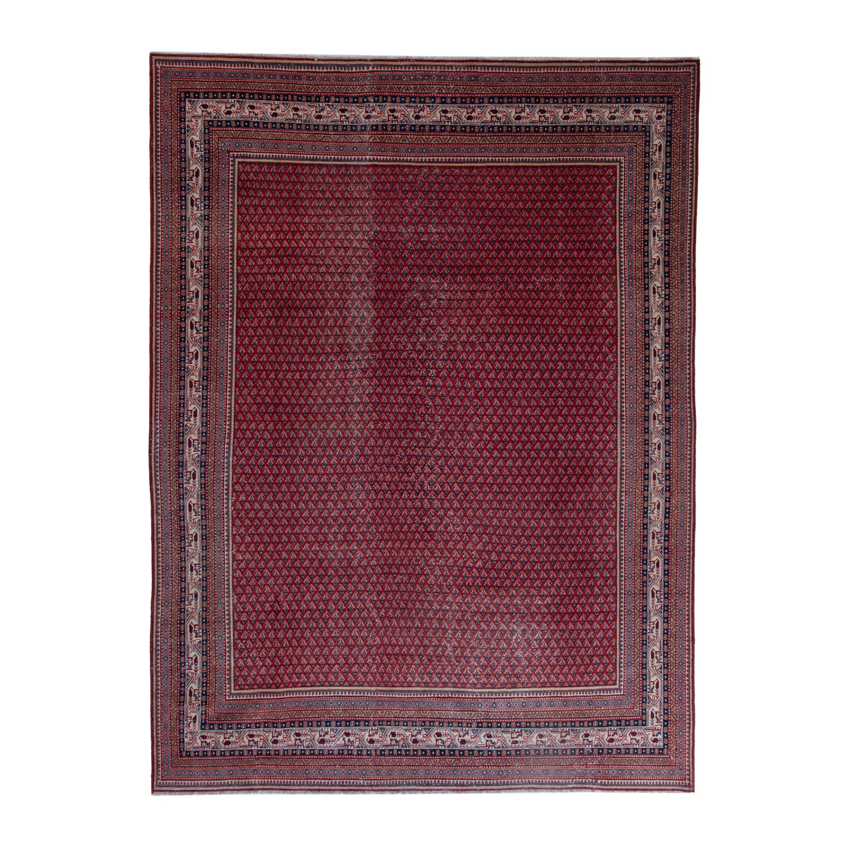 Persian Arak oversized rug in burgundy and dusty blue, 8'5" x 11'8"