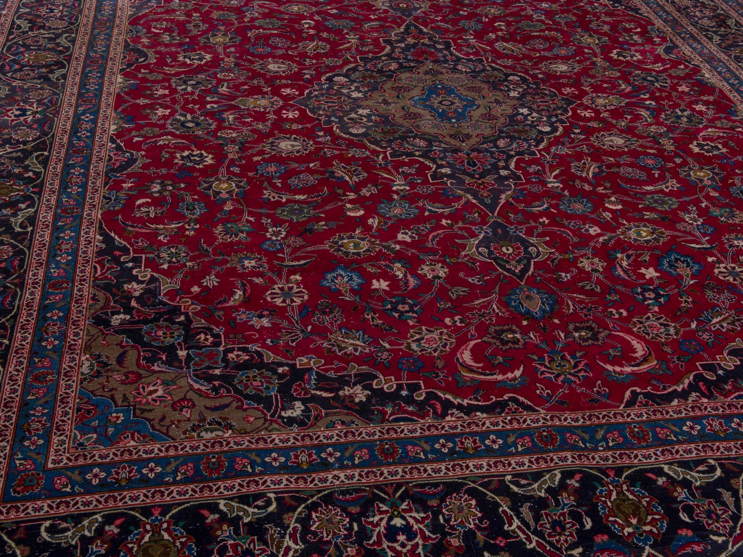 Persian Kashmar oversized rug in deep red and black cherry, view 10 of 19