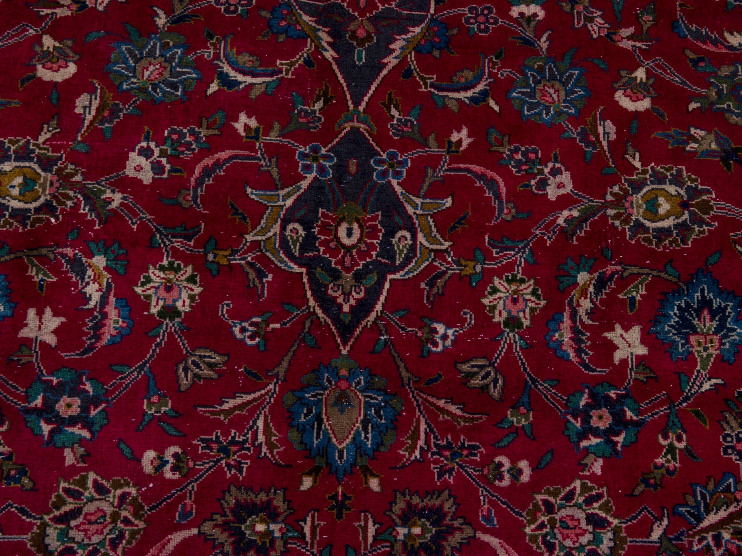 Persian Kashmar oversized rug in deep red and black cherry, view 12 of 19