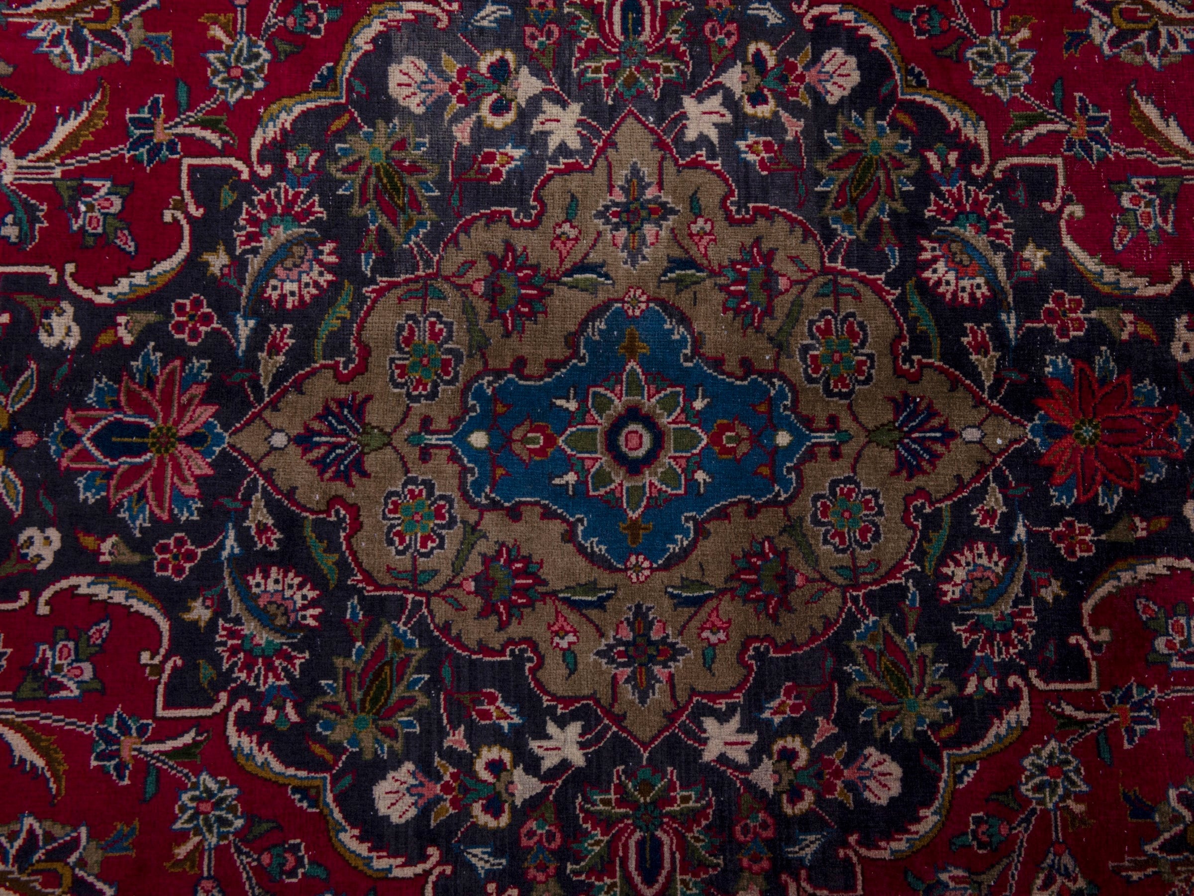 Persian Kashmar oversized rug in deep red and black cherry, view 13 of 19