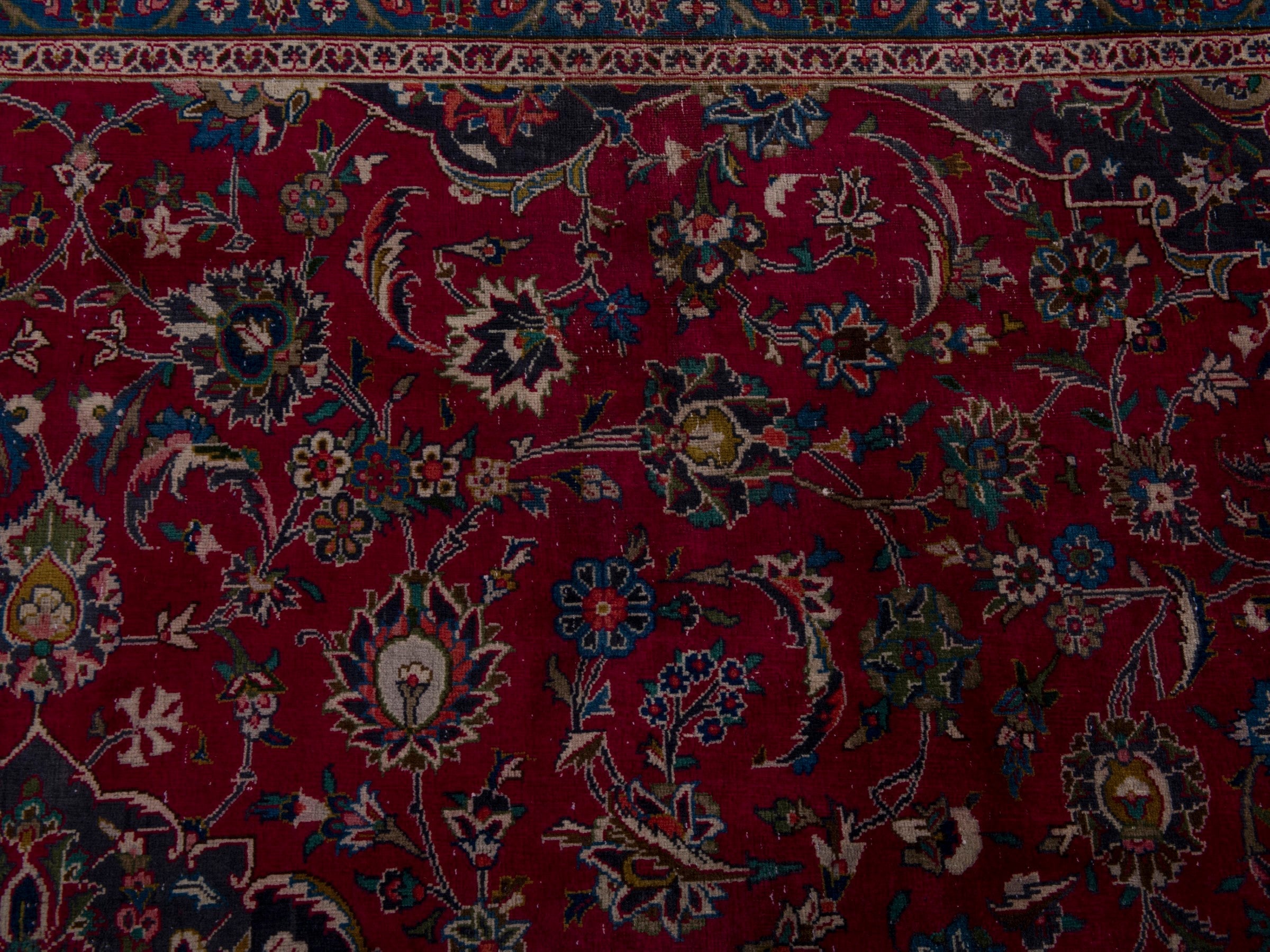 Persian Kashmar oversized rug in deep red and black cherry, view 14 of 19