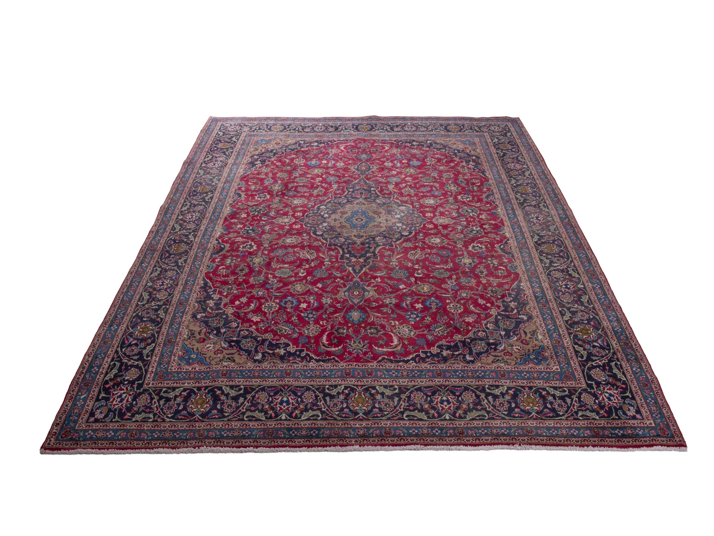 Persian Kashmar oversized rug in deep red and black cherry, view 2 of 19