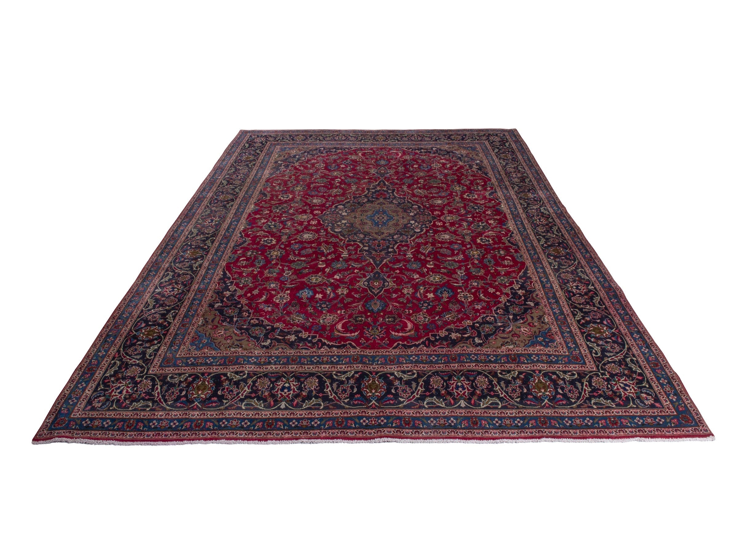 Persian Kashmar oversized rug in deep red and black cherry, view 3 of 19