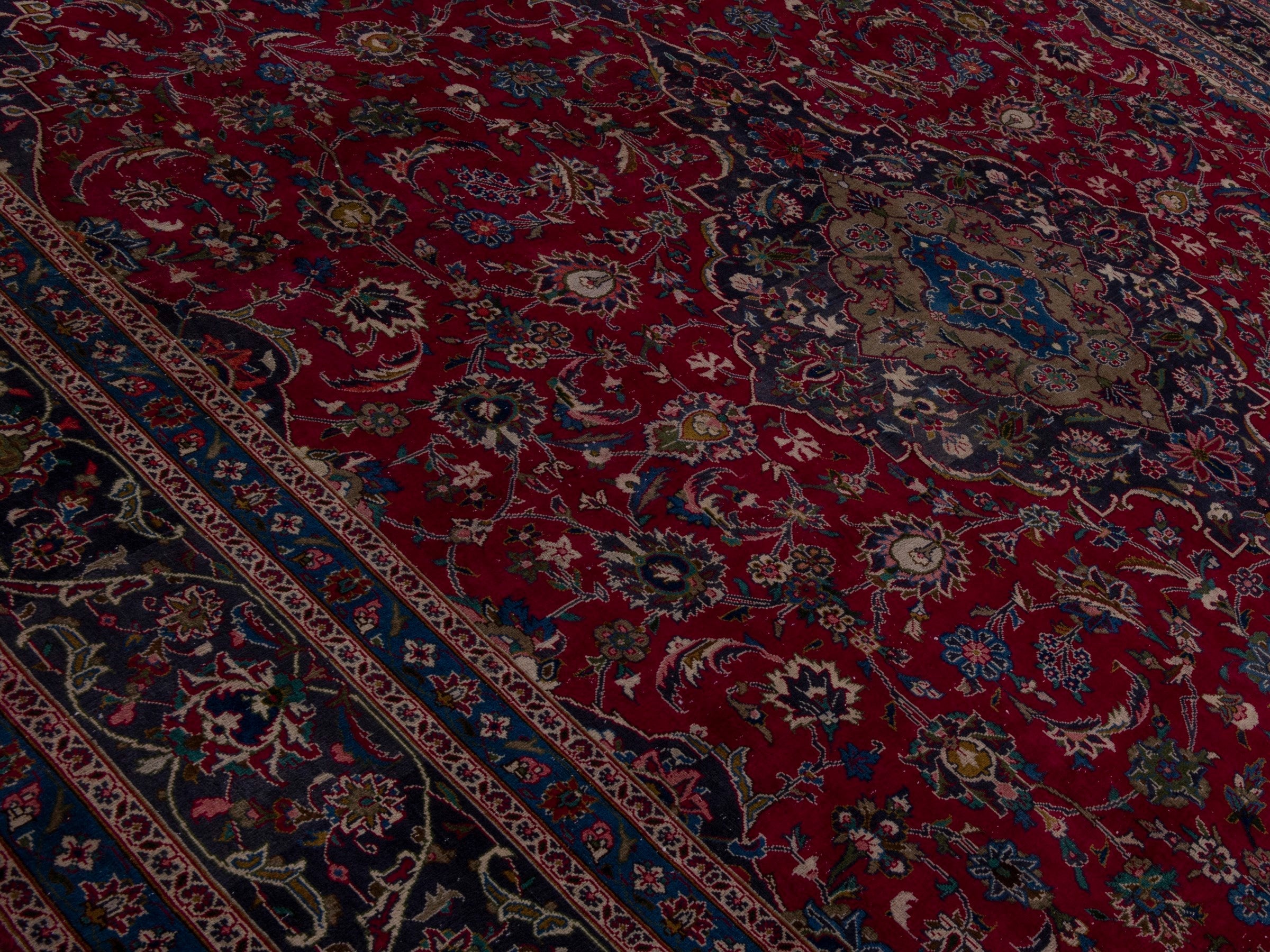 Persian Kashmar oversized rug in deep red and black cherry, view 4 of 19