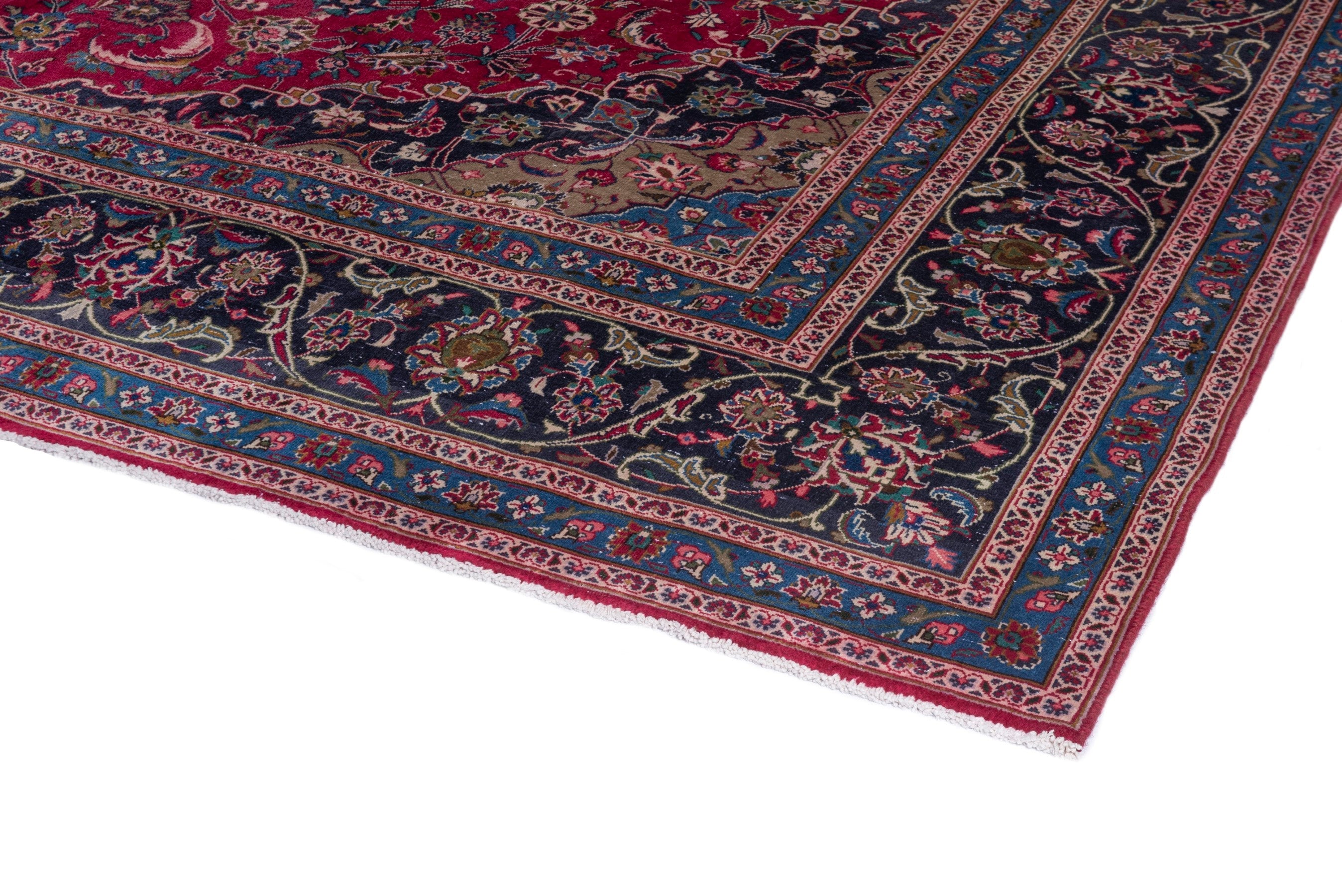 Persian Kashmar oversized rug in deep red and black cherry, view 6 of 19