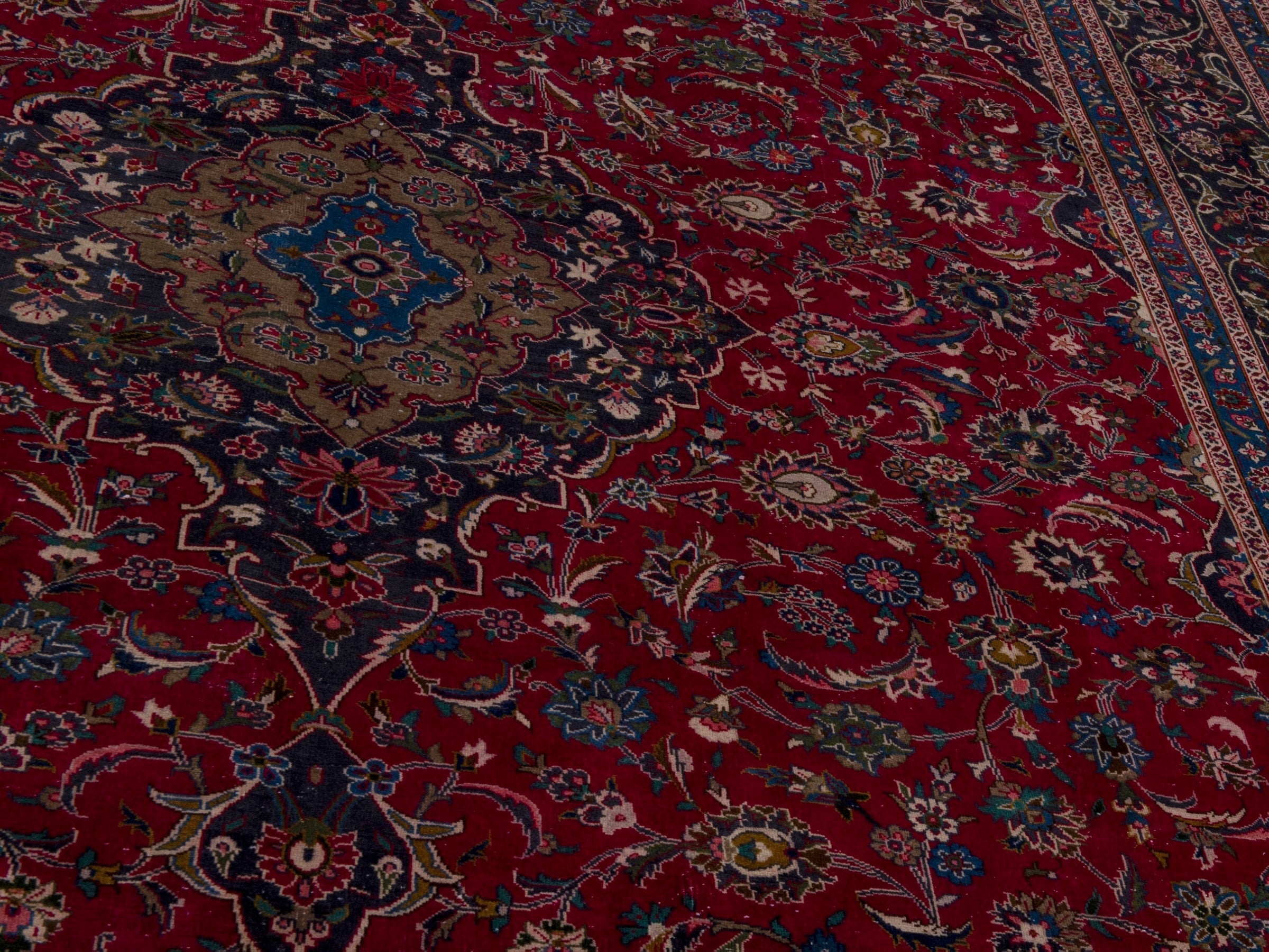 Persian Kashmar oversized rug in deep red and black cherry, view 7 of 19