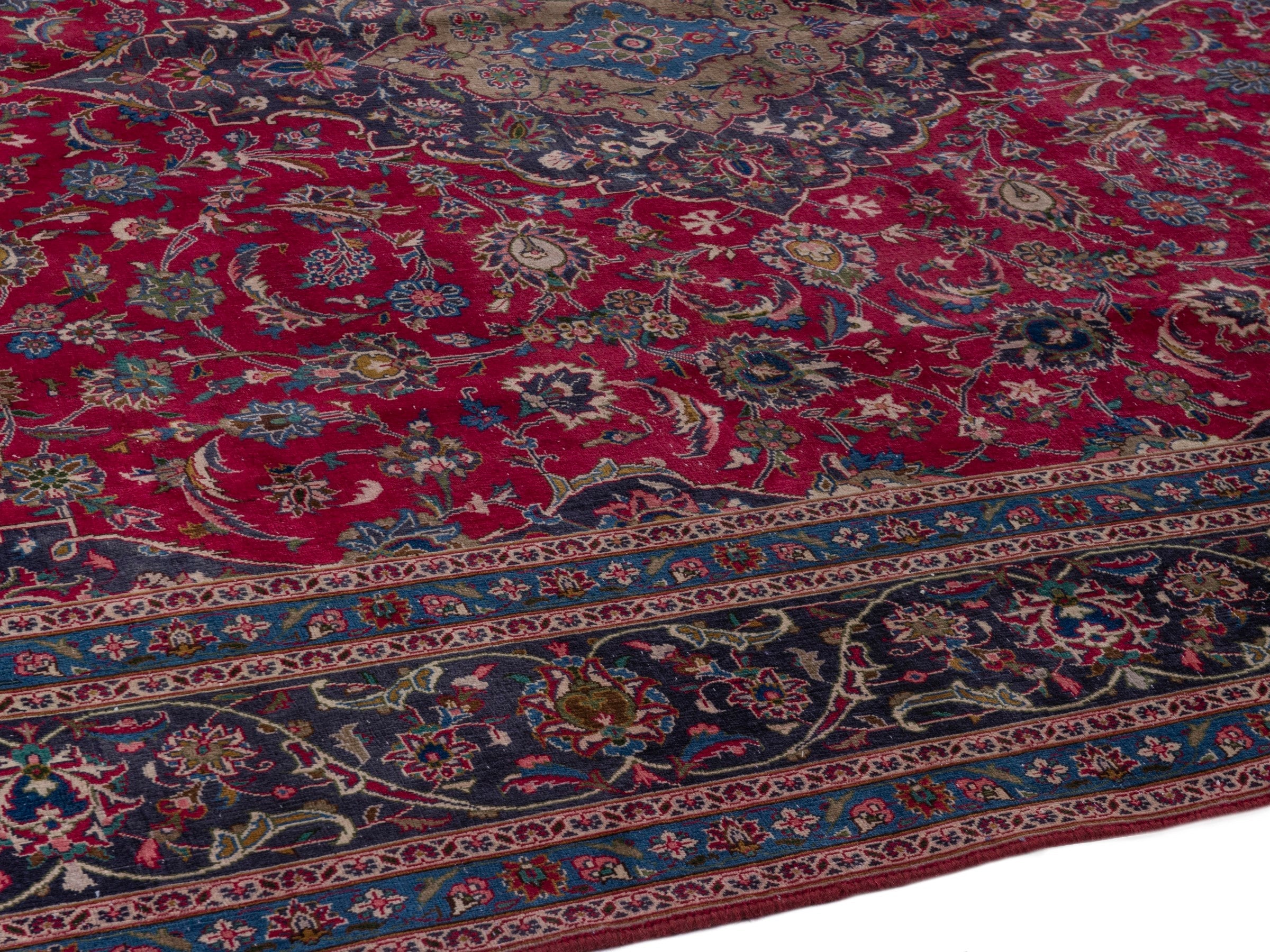 Persian Kashmar oversized rug in deep red and black cherry, view 8 of 19