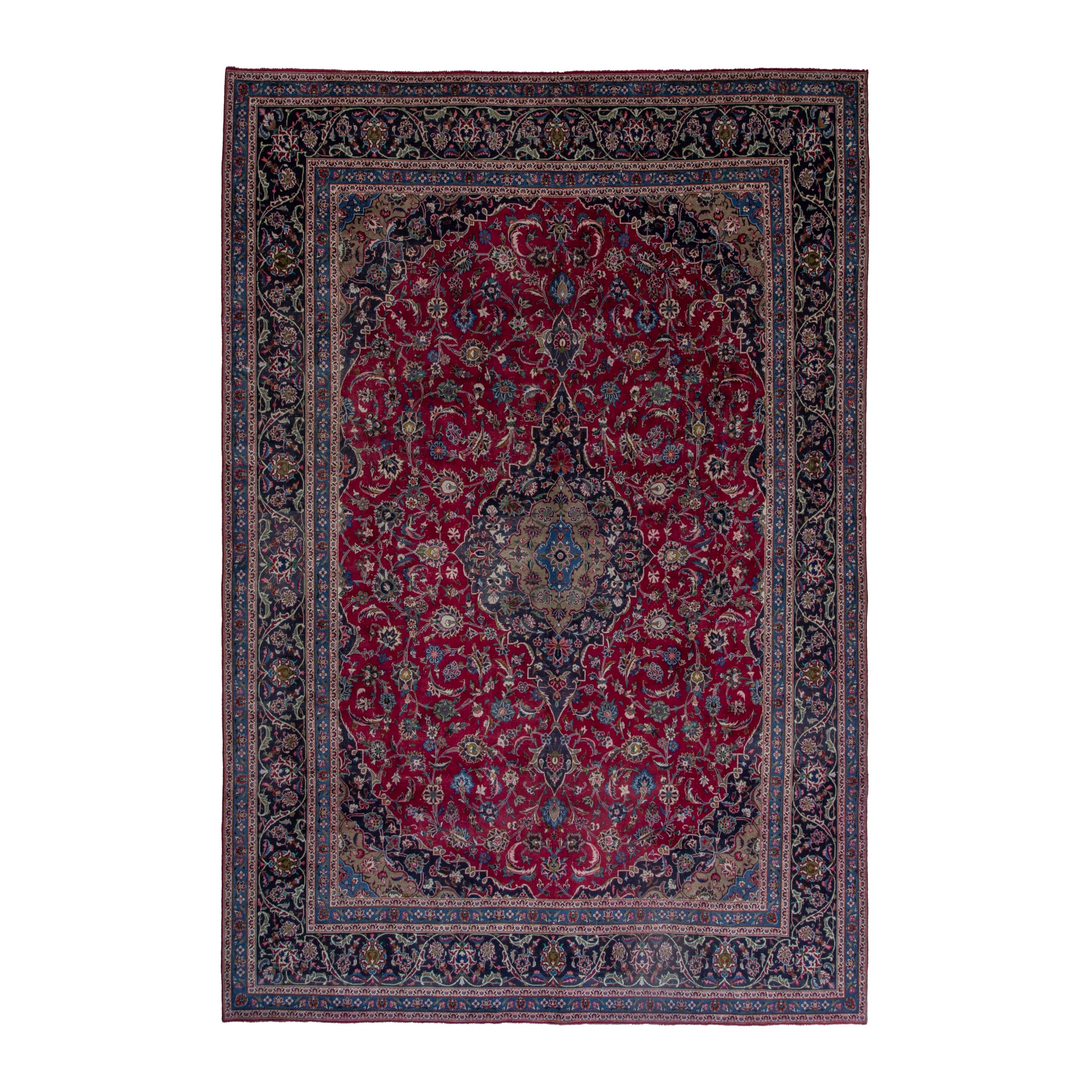 Persian Kashmar oversized rug in deep red and black cherry, 9'10" x 13'