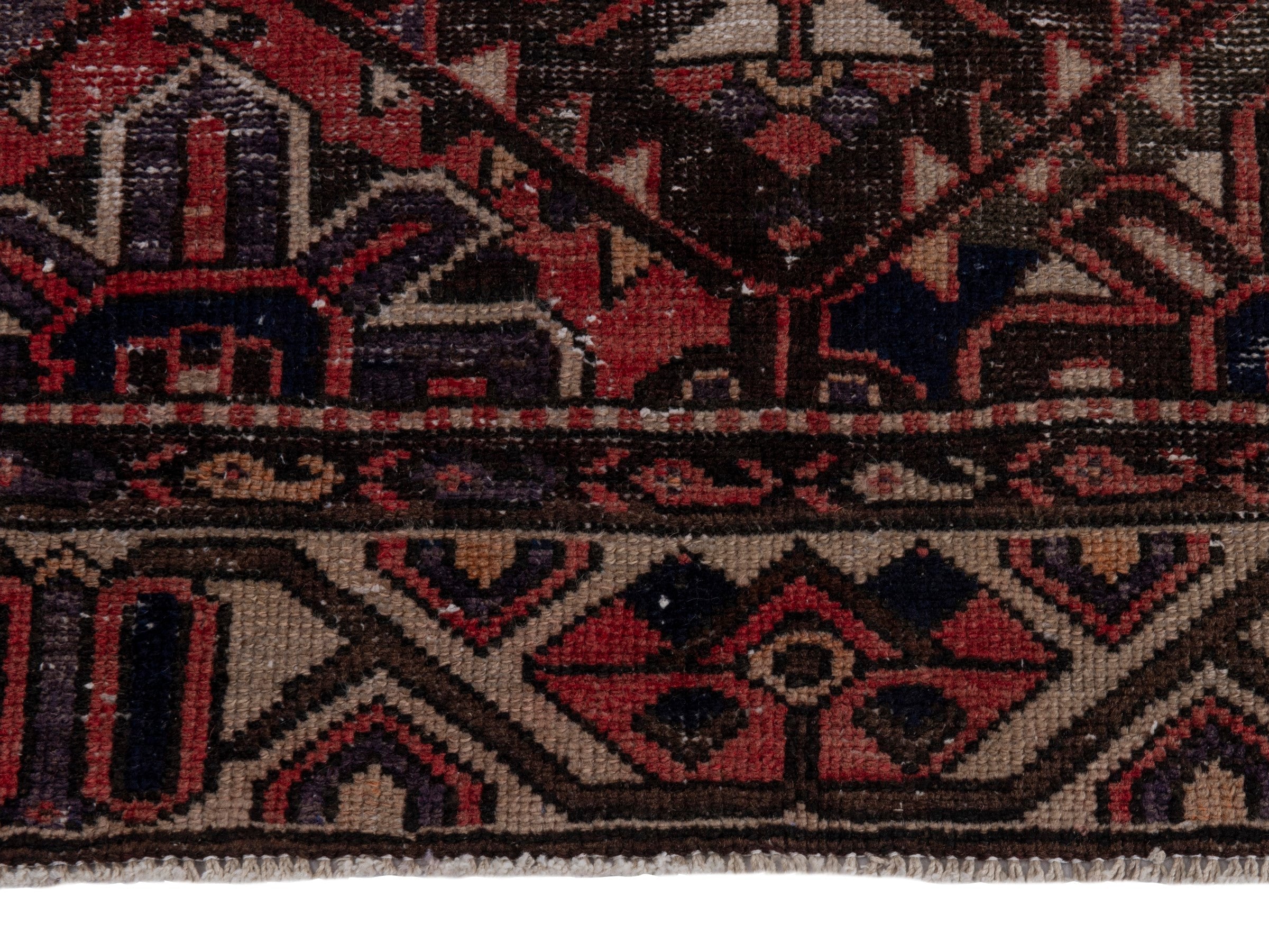 Persian Bakhtiari area rug in terracotta and charcoal, view 11 of 18