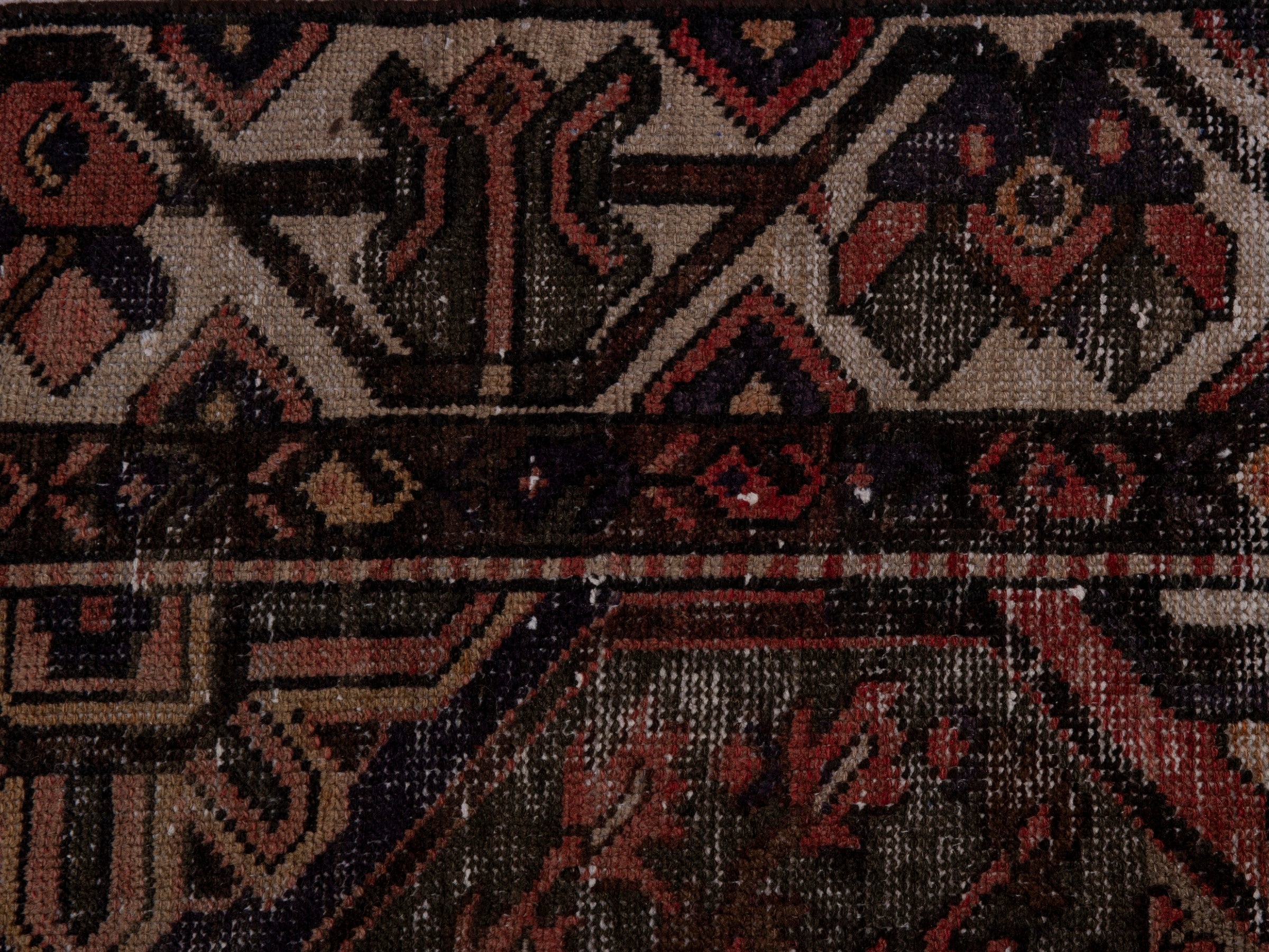 Persian Bakhtiari area rug in terracotta and charcoal, view 14 of 18