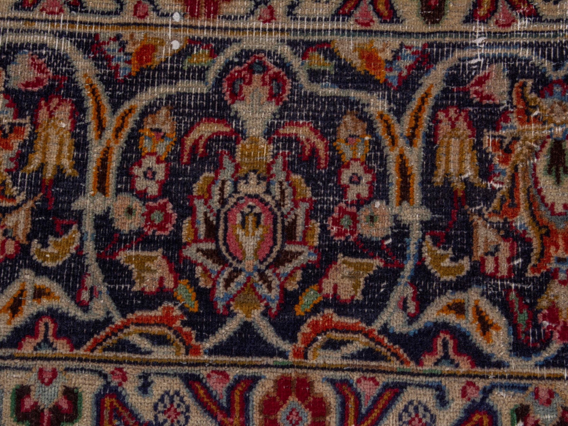 Persian Mashhad oversized rug in burgundy and cream, view 11 of 18