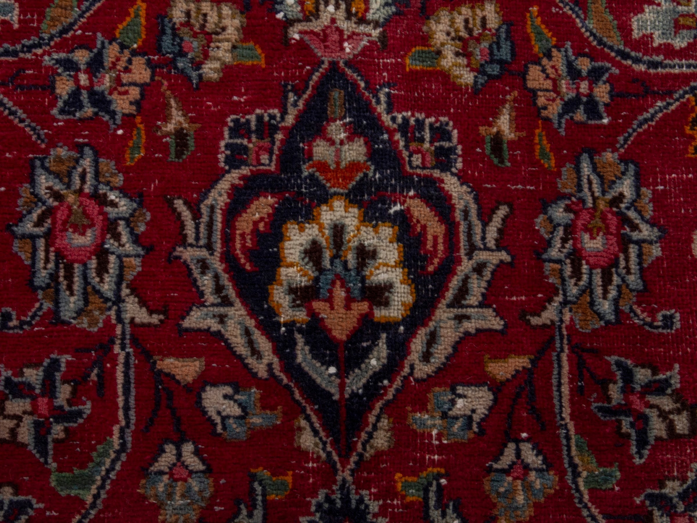 Persian Mashhad oversized rug in burgundy and cream, view 12 of 18
