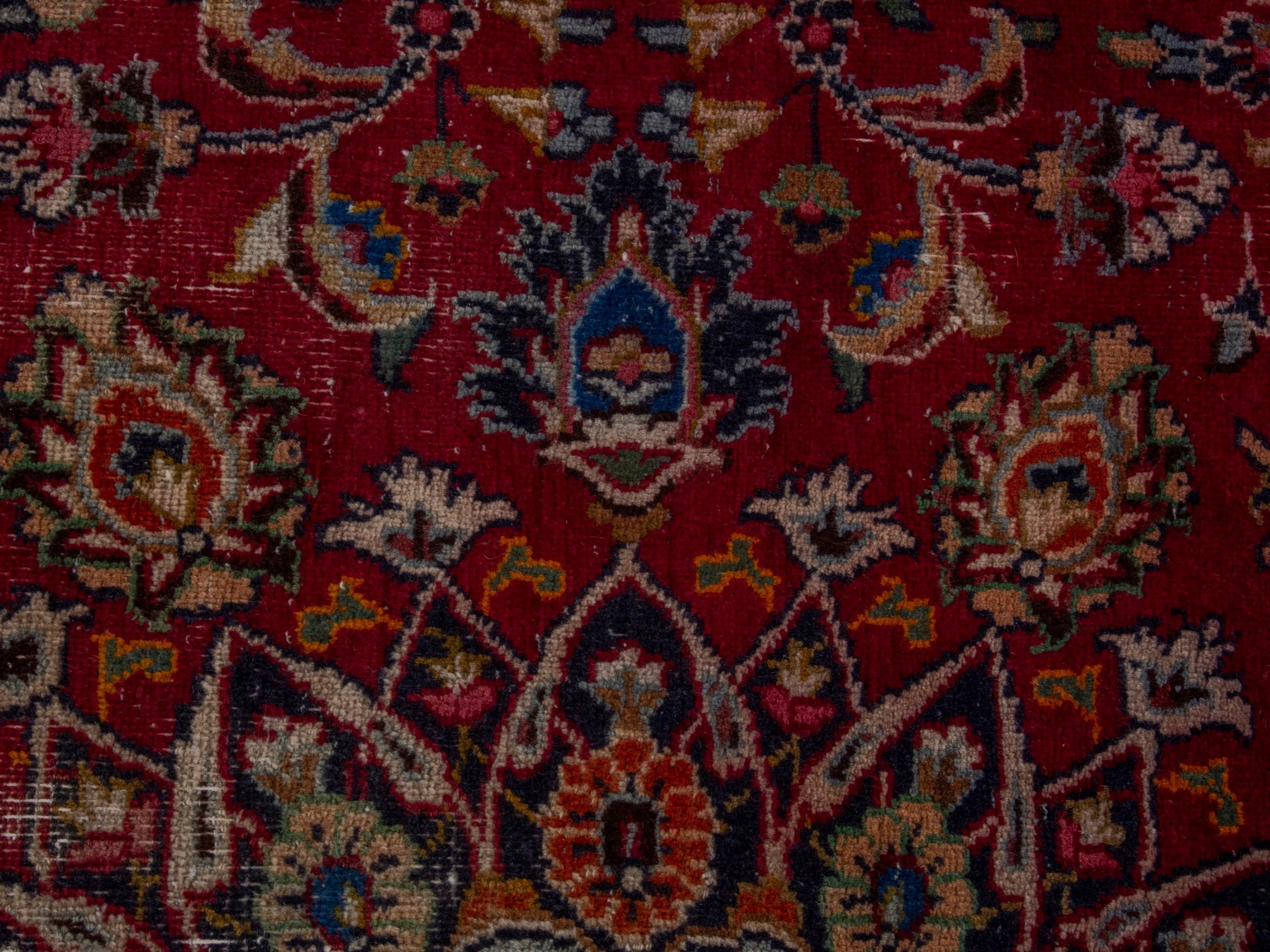 Persian Mashhad oversized rug in burgundy and cream, view 13 of 18