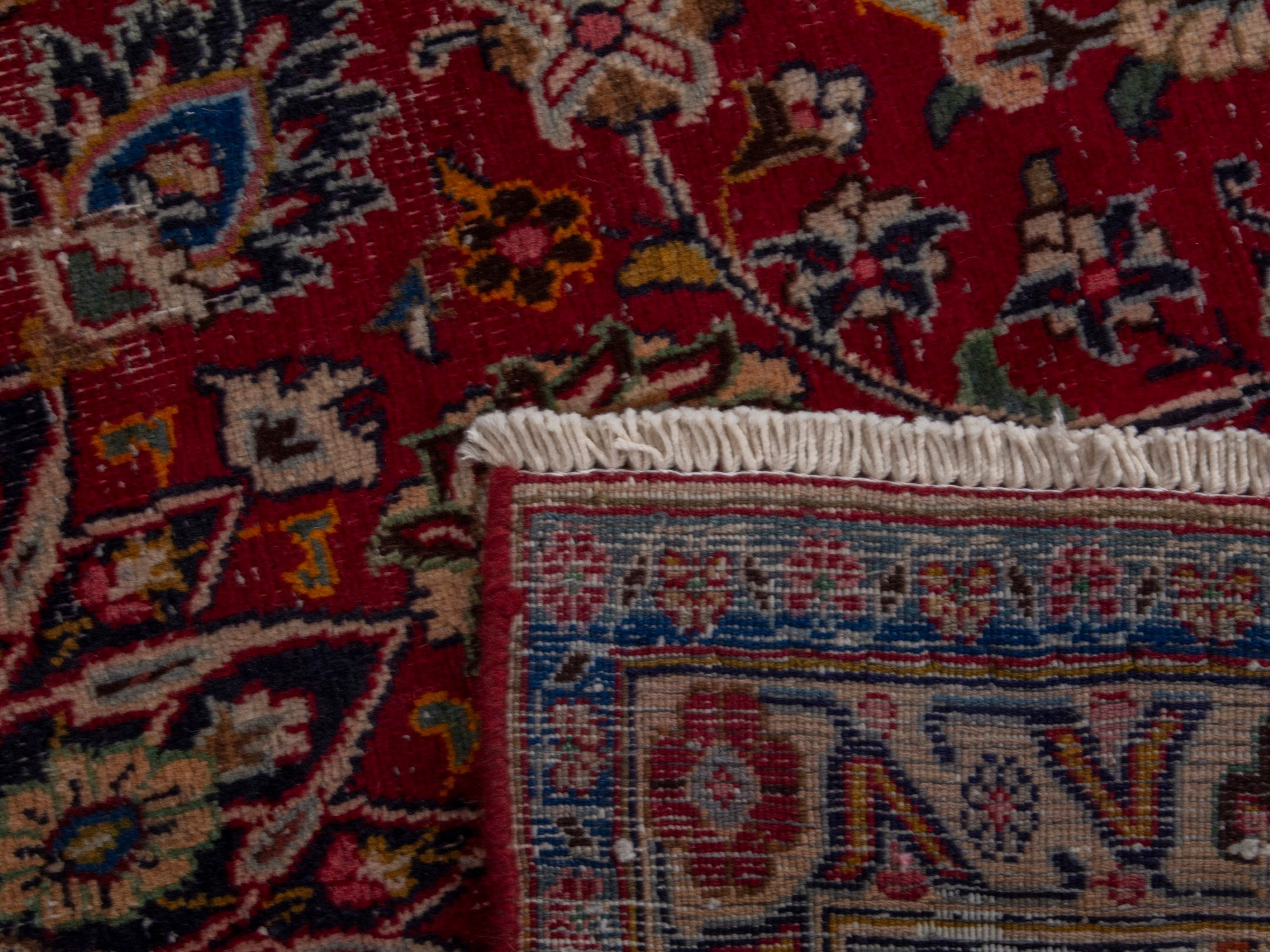 Persian Mashhad oversized rug in burgundy and cream, view 18 of 18