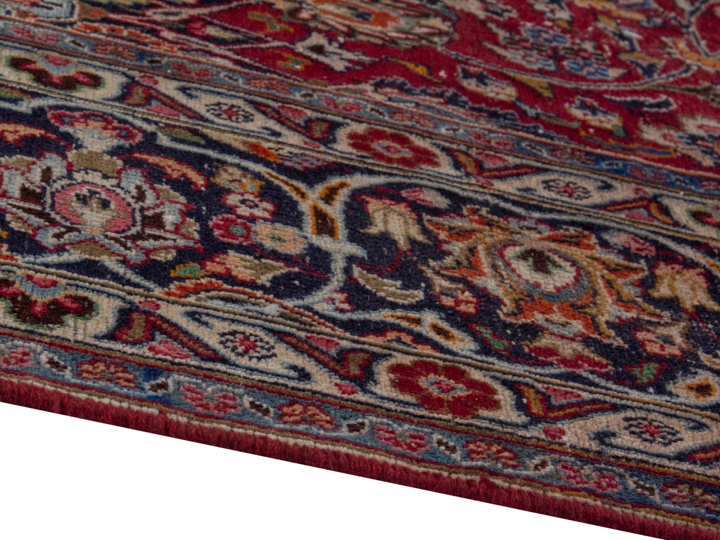 Persian Mashhad oversized rug in burgundy and cream, view 8 of 18