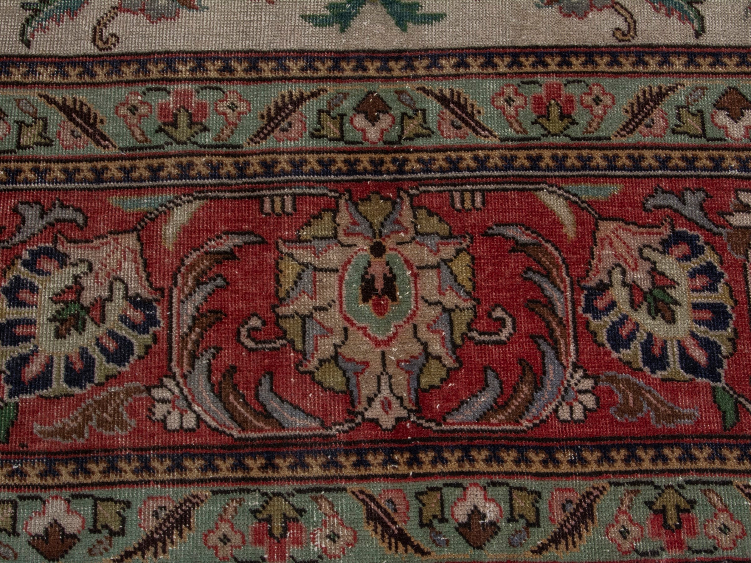 Persian Tabriz oversized rug in ivory and burgundy, view 11 of 18