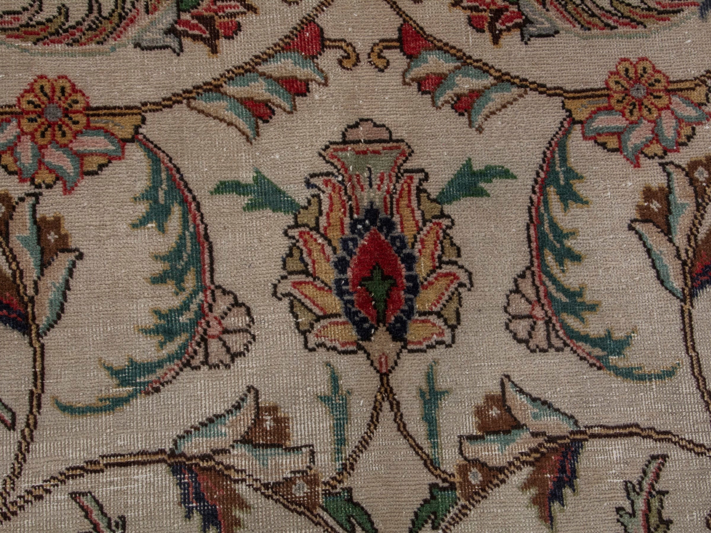 Persian Tabriz oversized rug in ivory and burgundy, view 12 of 18