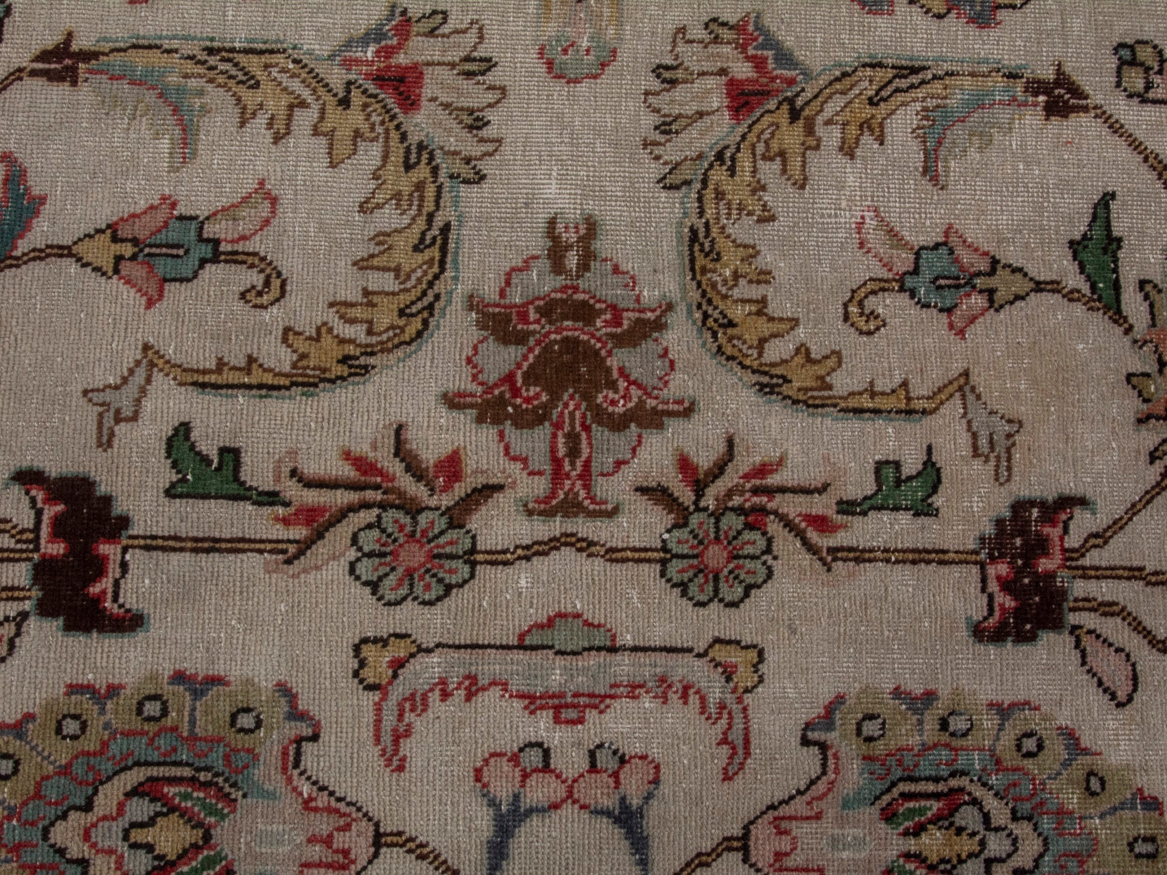 Persian Tabriz oversized rug in ivory and burgundy, view 13 of 18