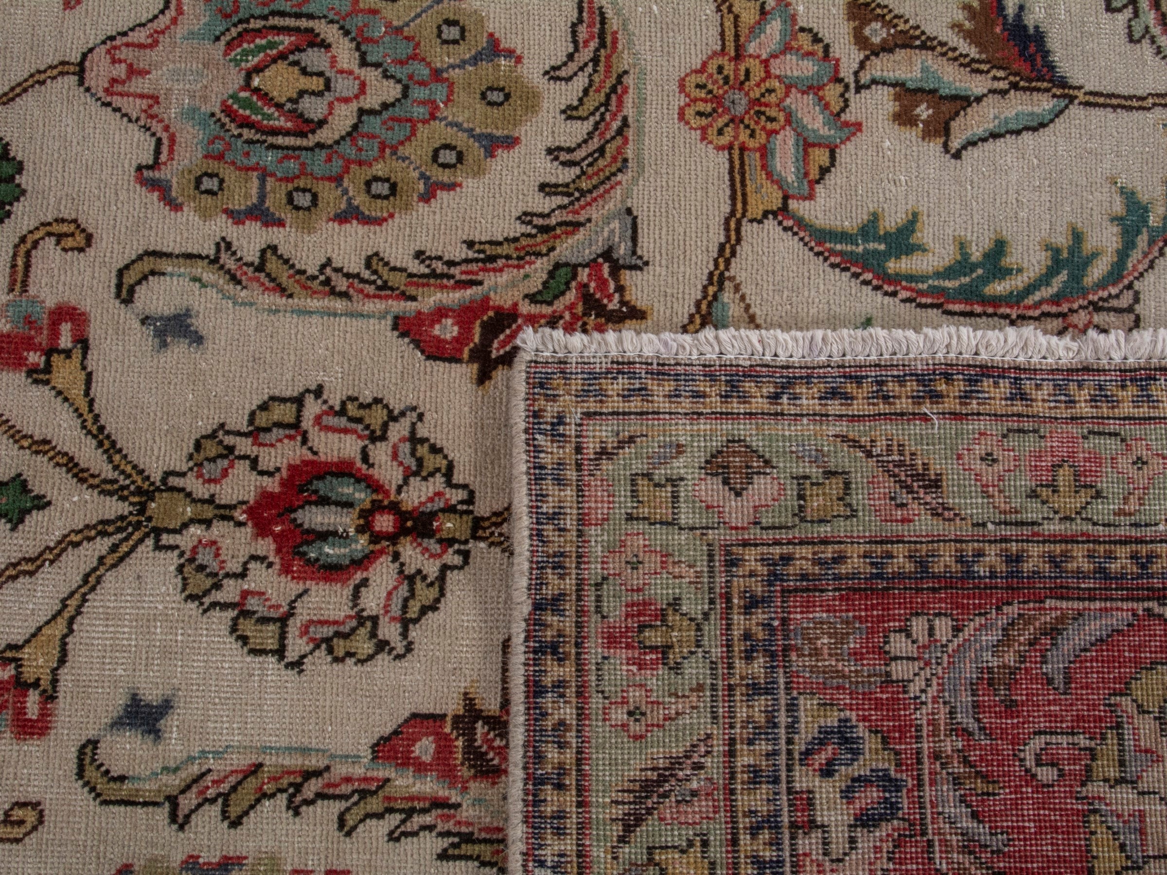 Persian Tabriz oversized rug in ivory and burgundy, view 18 of 18