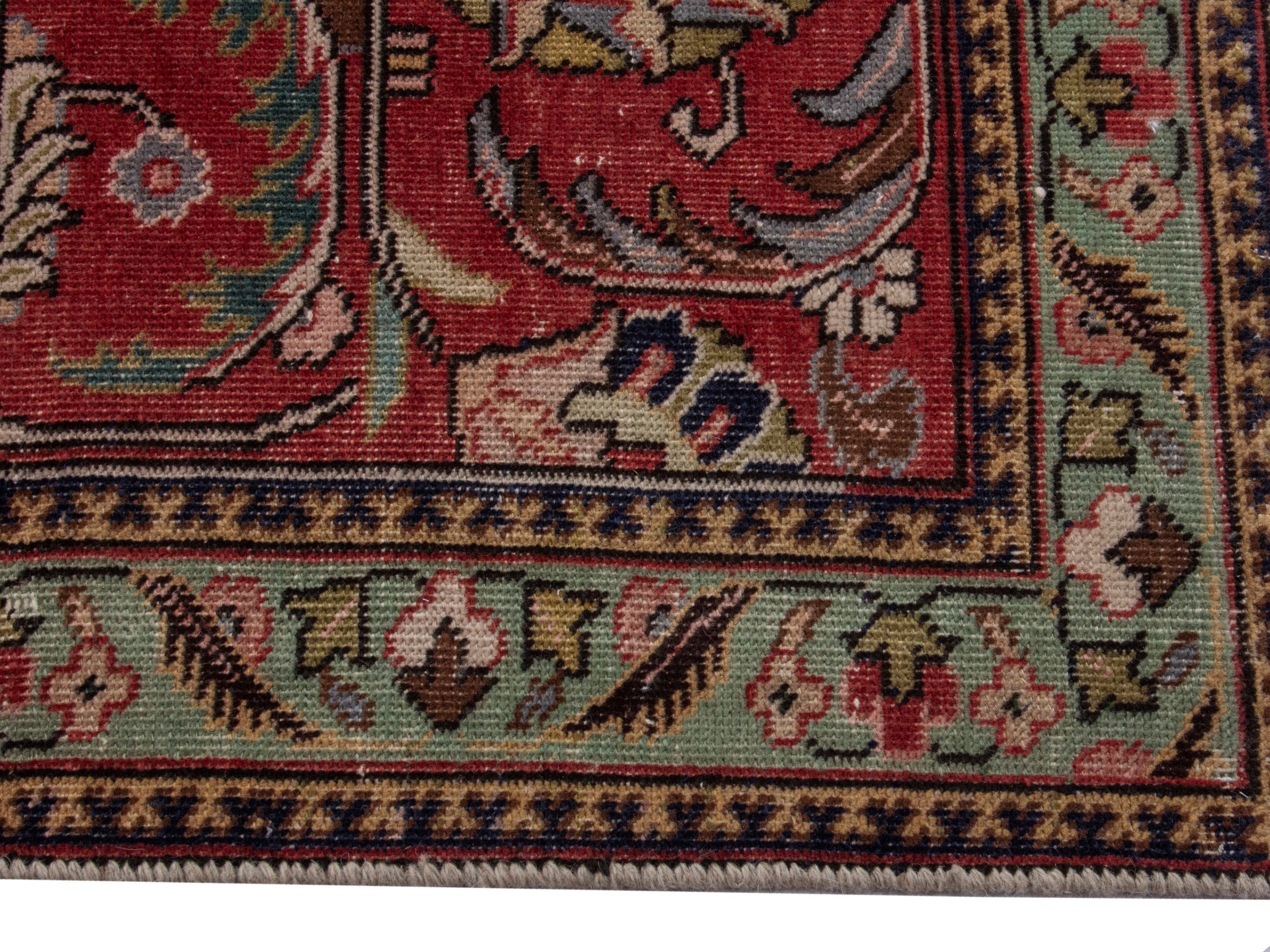 Persian Tabriz oversized rug in ivory and burgundy, view 5 of 18