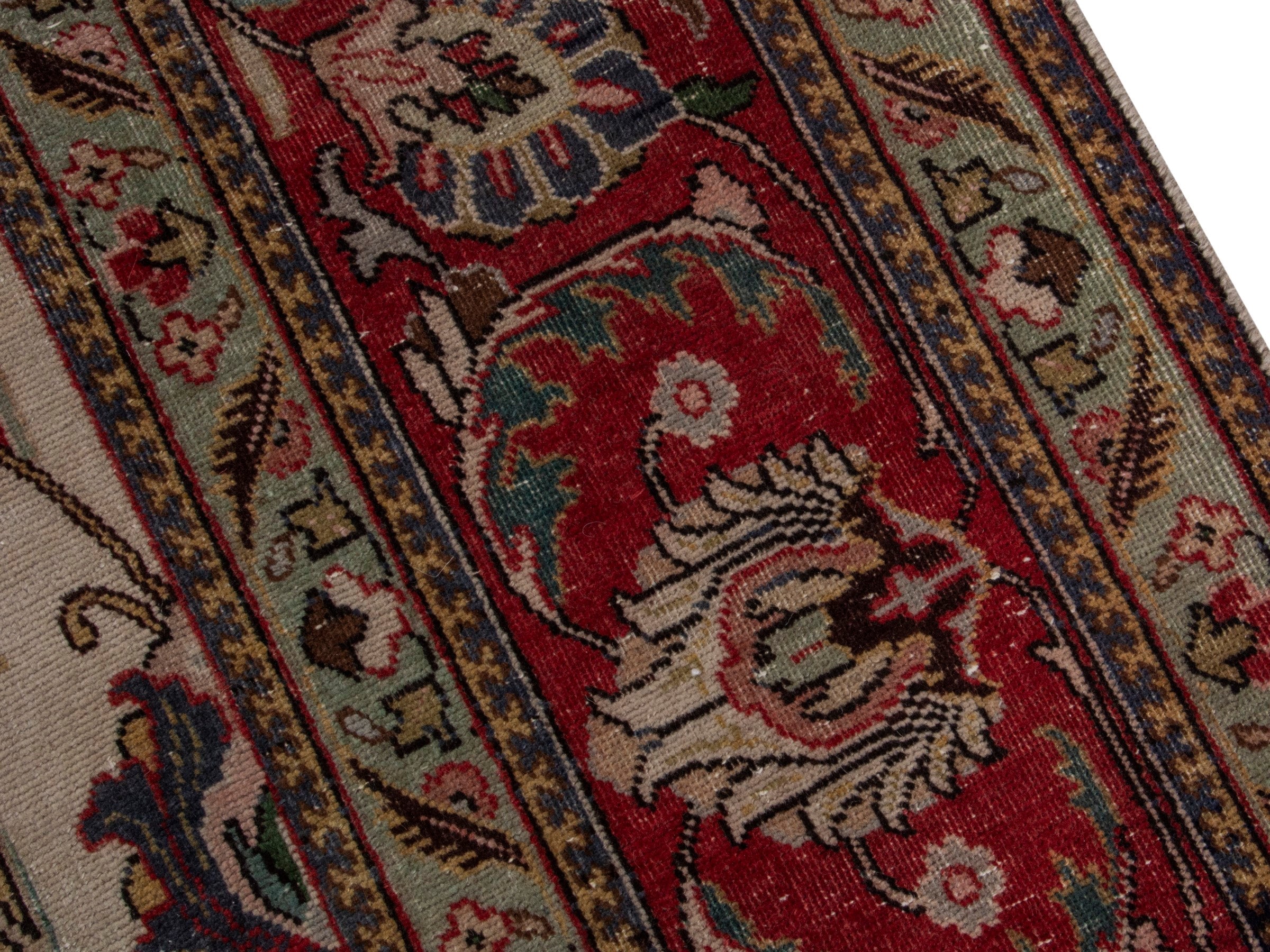 Persian Tabriz oversized rug in ivory and burgundy, view 7 of 18