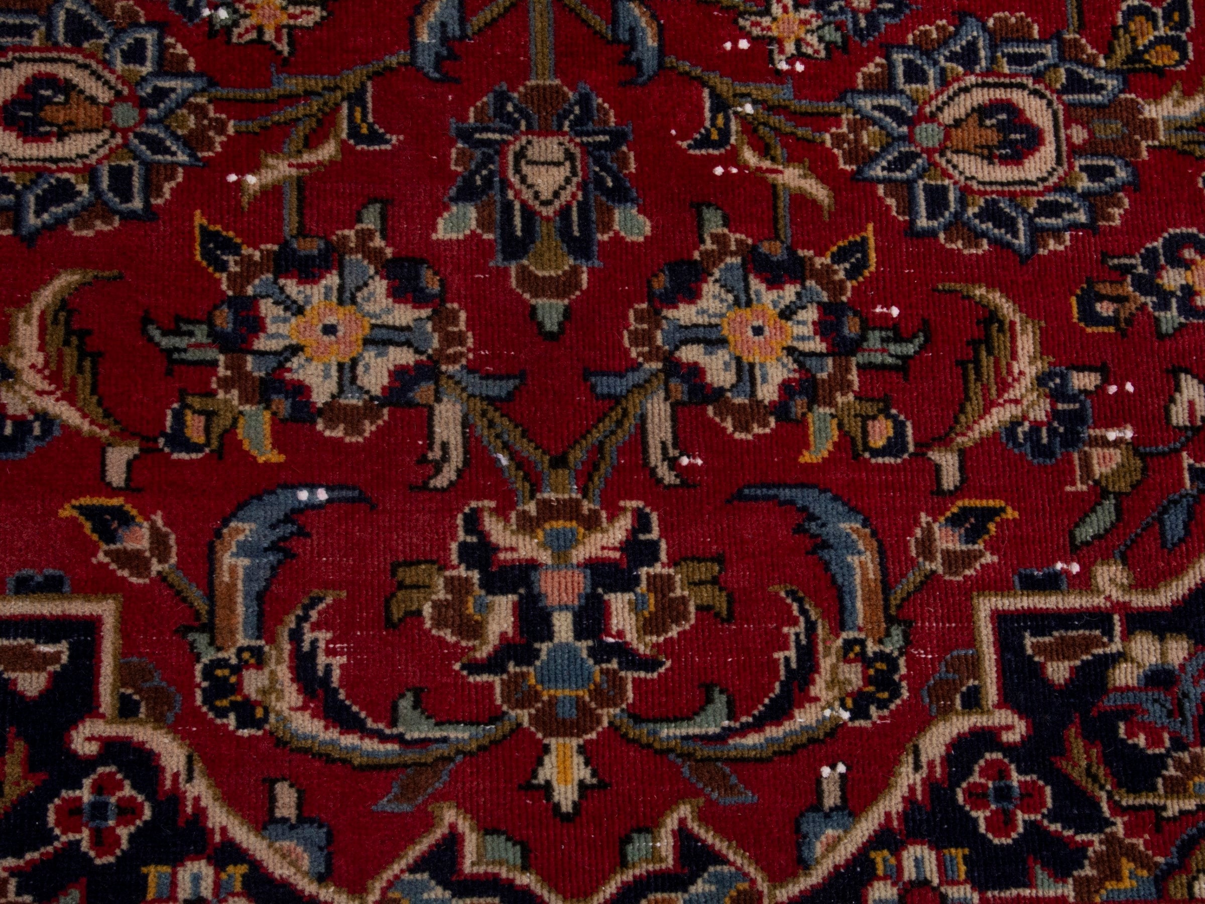 Persian Kashan oversized rug in deep red and dark brown, view 11 of 18