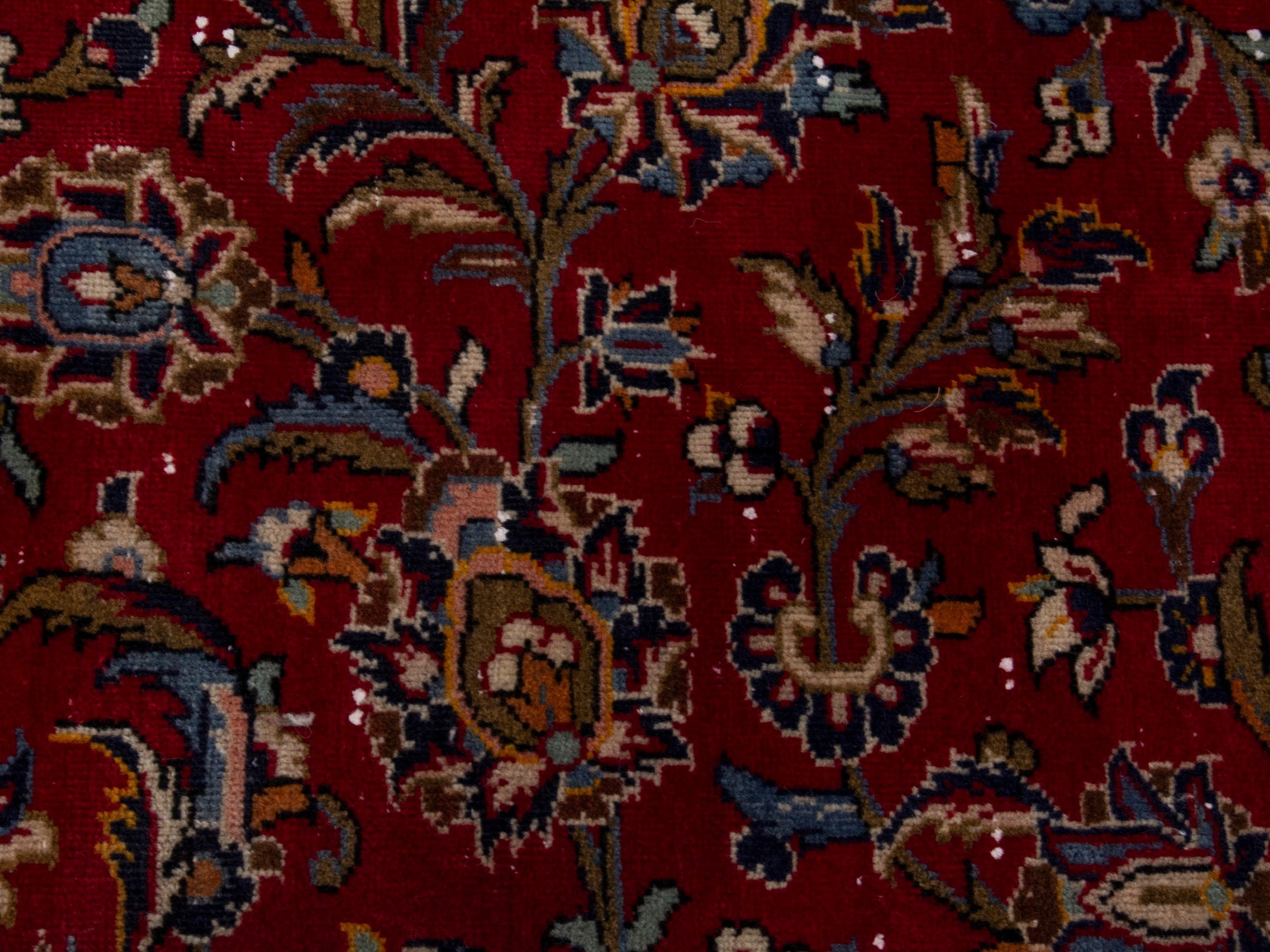 Persian Kashan oversized rug in deep red and dark brown, view 12 of 18