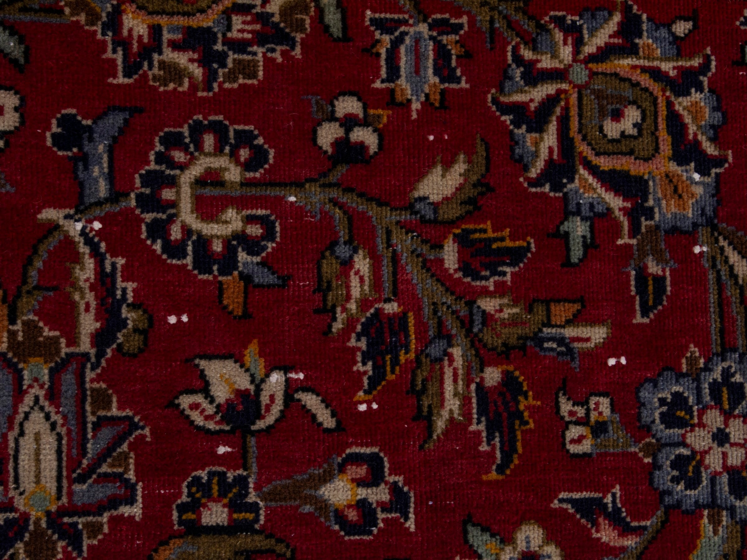 Persian Kashan oversized rug in deep red and dark brown, view 14 of 18