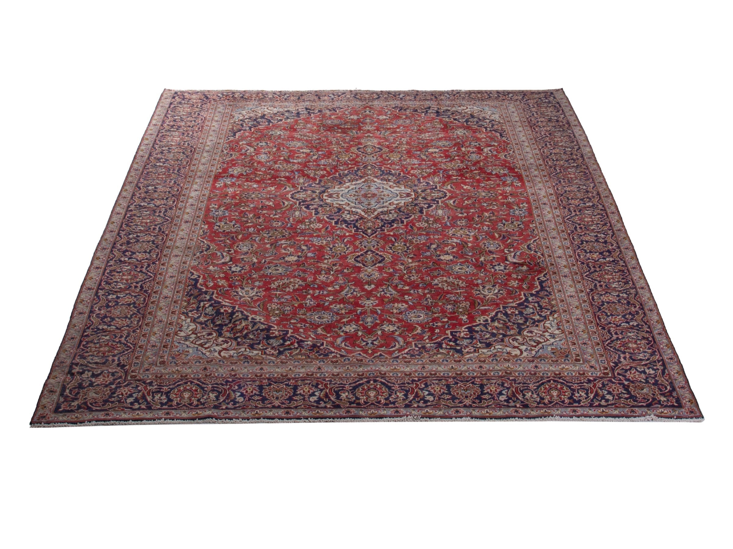 Persian Kashan oversized rug in deep red and dark brown, view 3 of 18