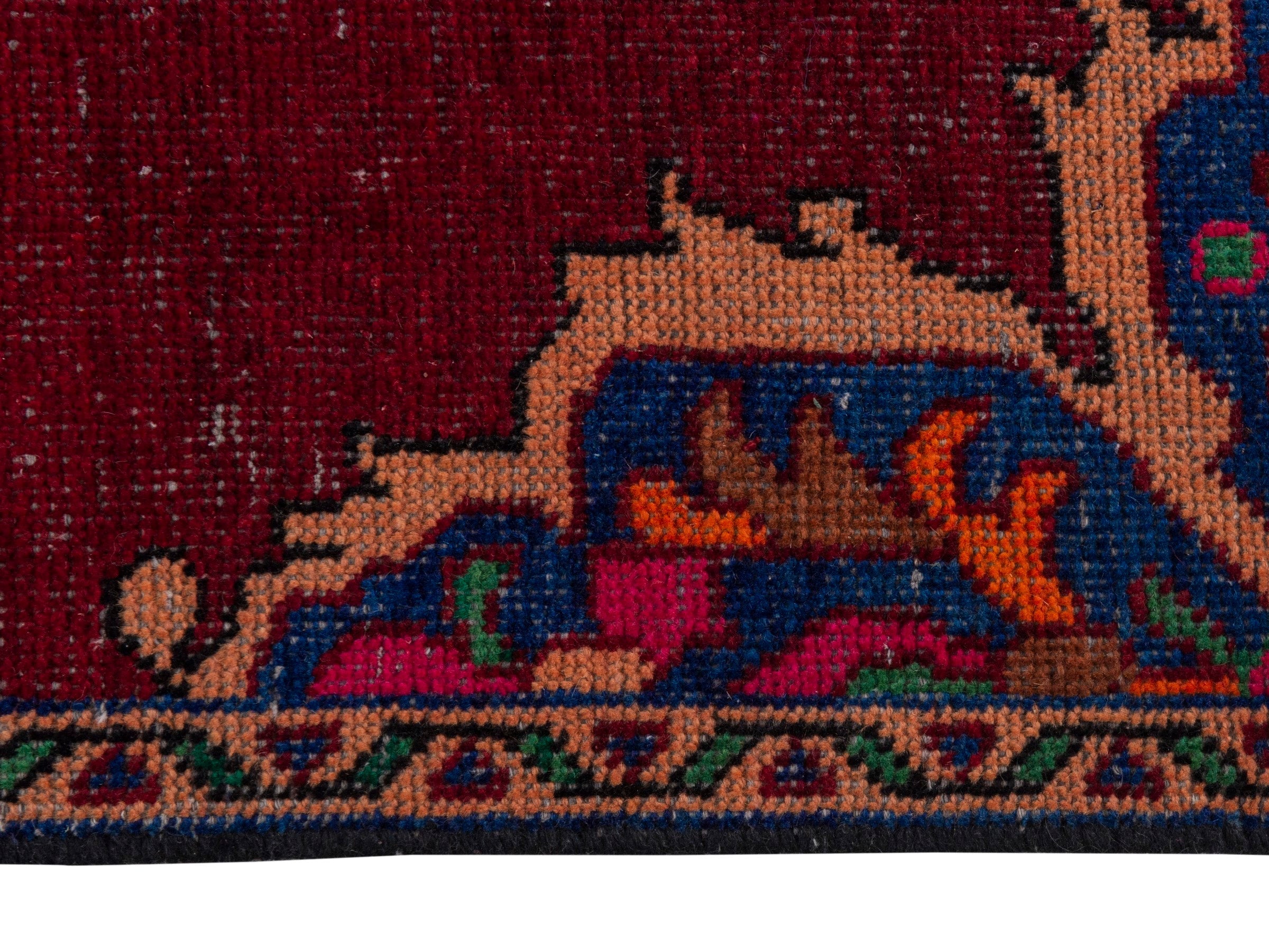 Persian Ferdos runner rug in burgundy and cream, view 5 of 18