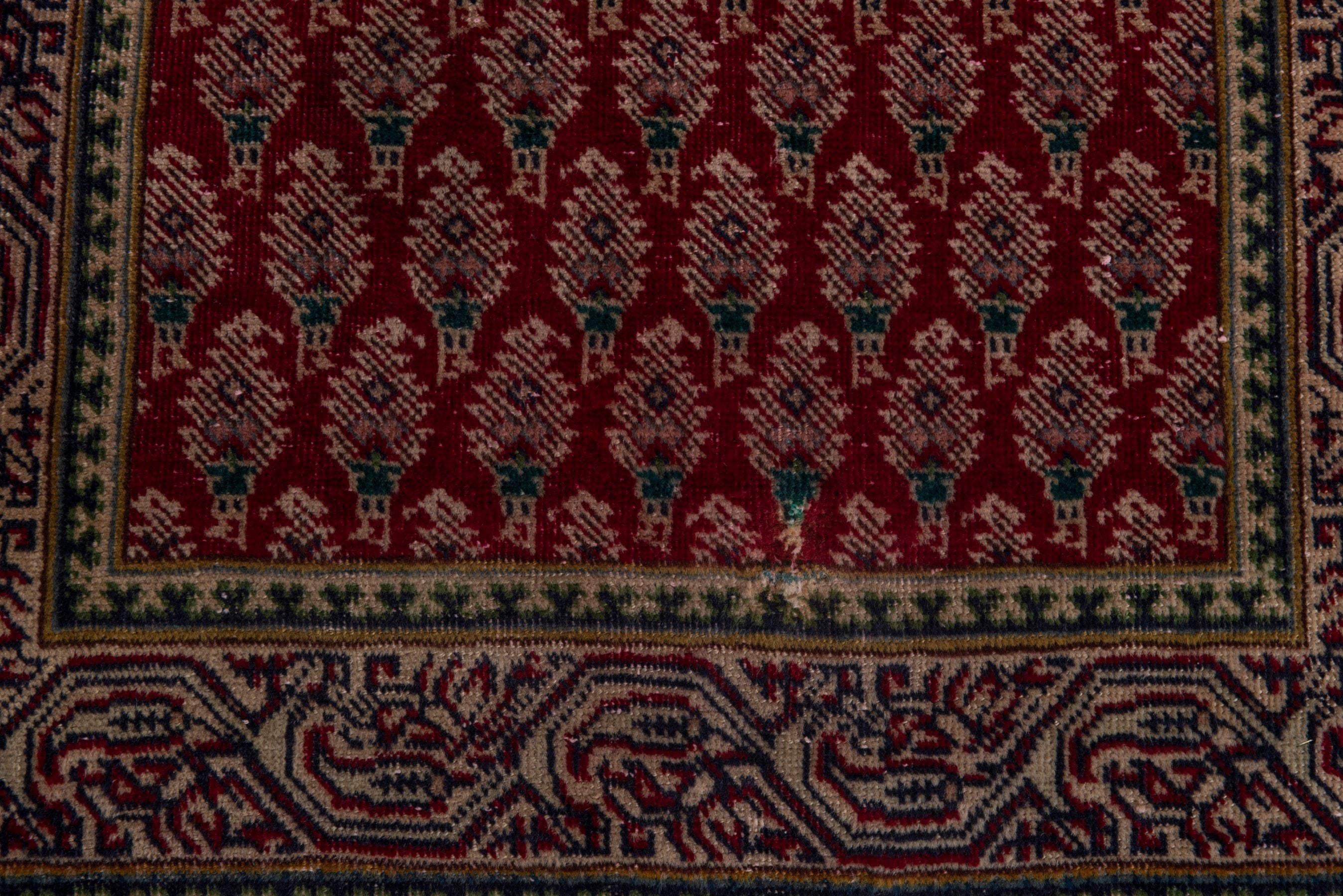 Persian Tabriz runner rug in deep red and tan, view 11 of 17