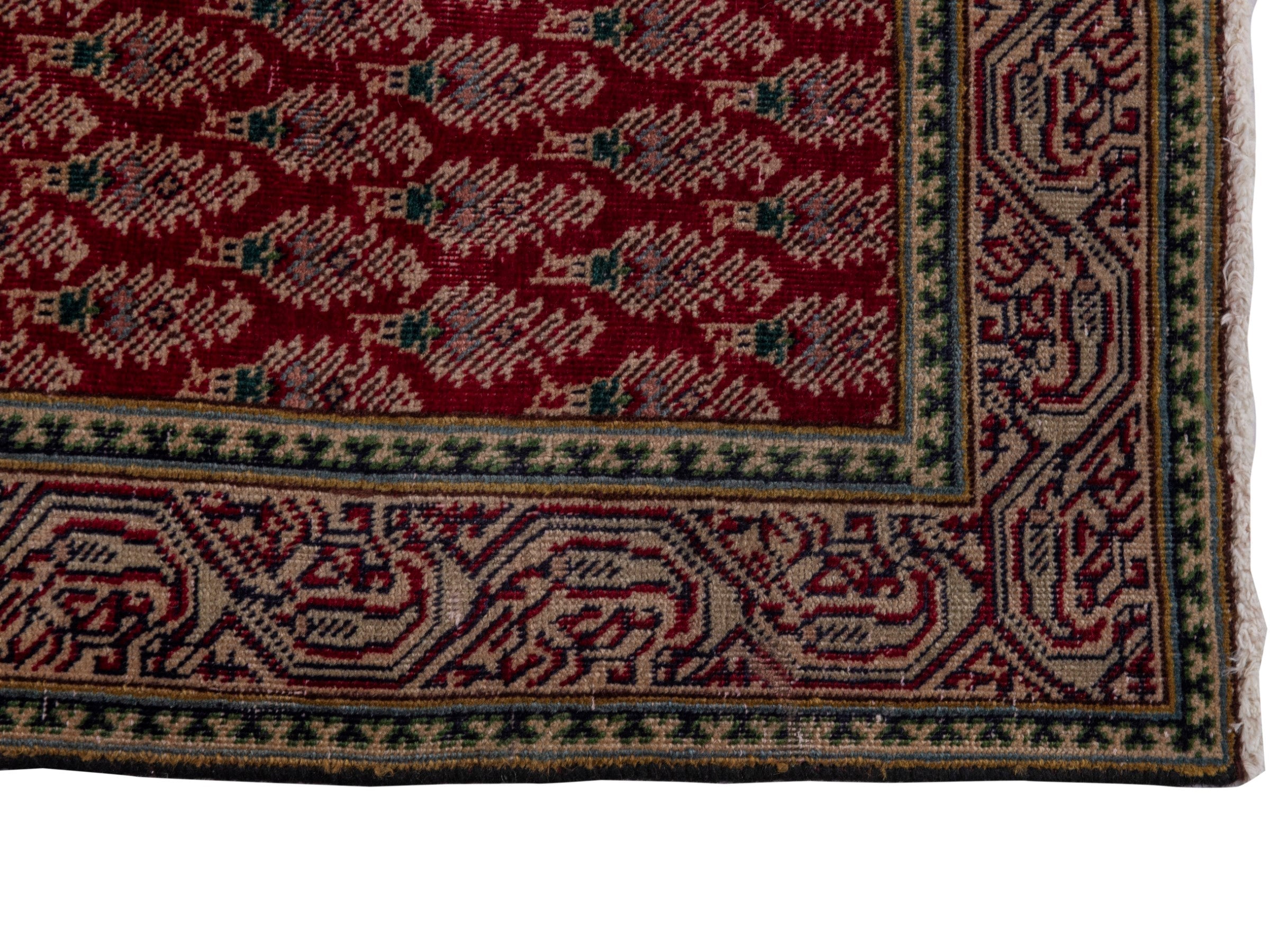 Persian Tabriz runner rug in deep red and tan, view 5 of 17