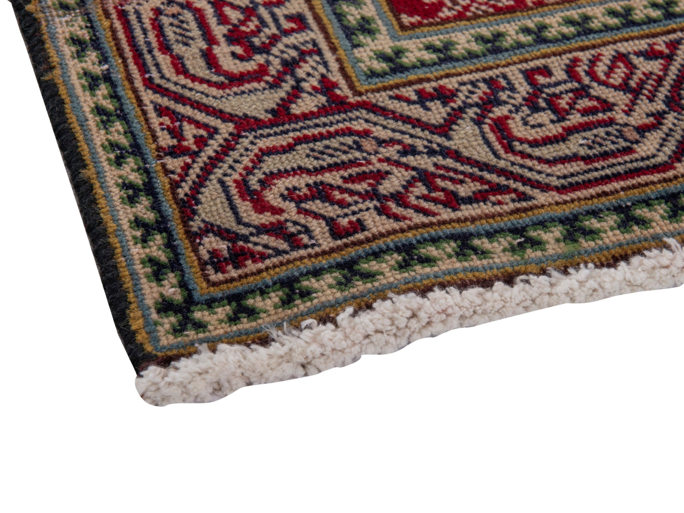 Persian Tabriz runner rug in deep red and tan, view 6 of 17
