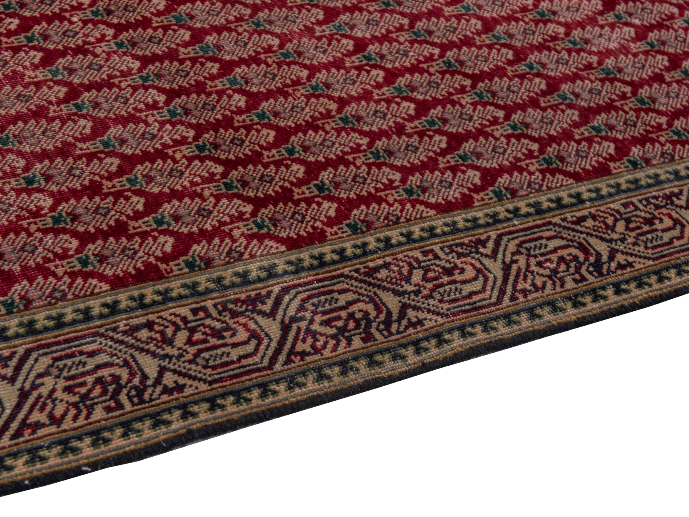 Persian Tabriz runner rug in deep red and tan, view 8 of 17
