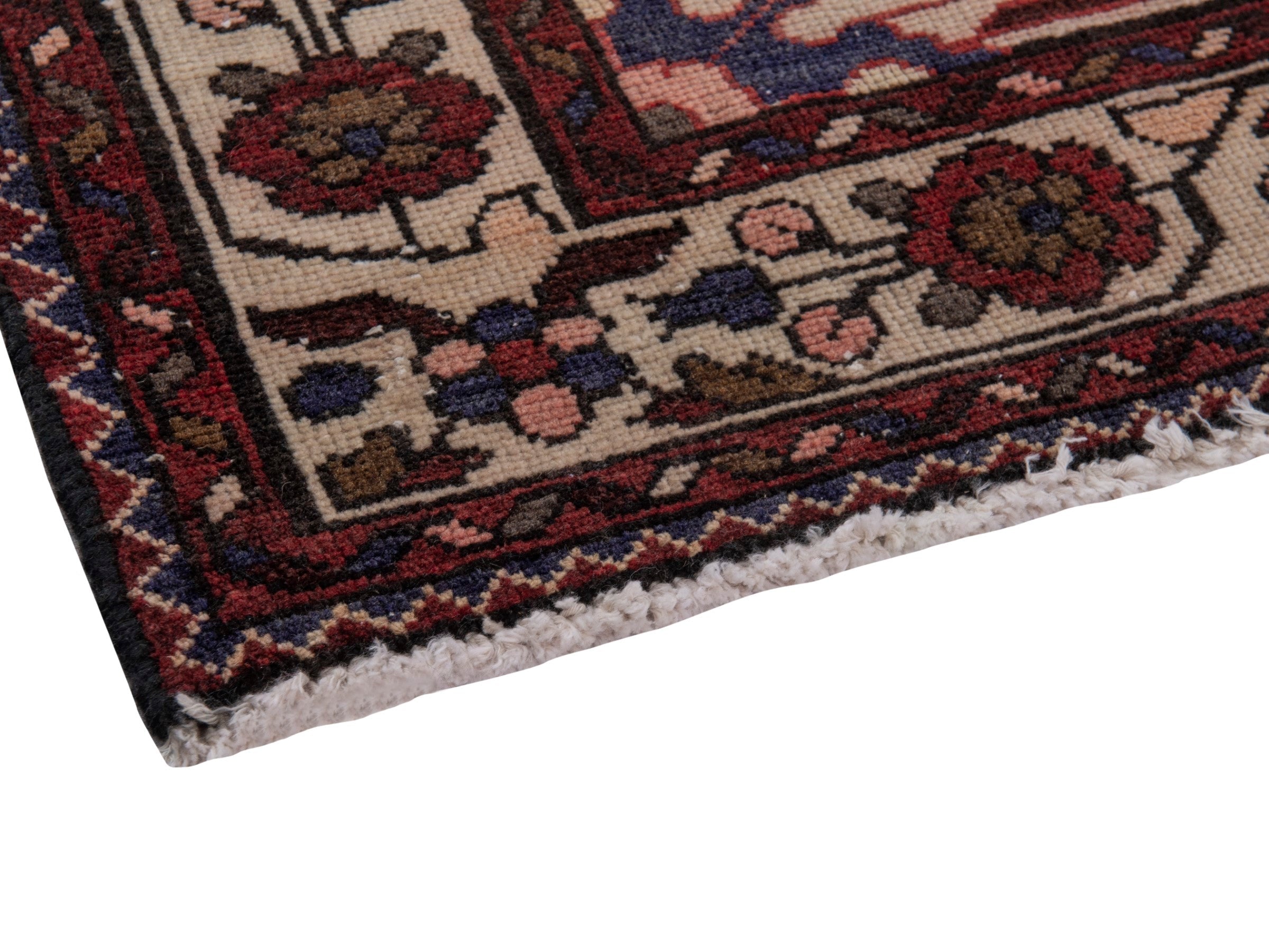 Persian Hamedan runner rug in deep red and cream, view 6 of 18